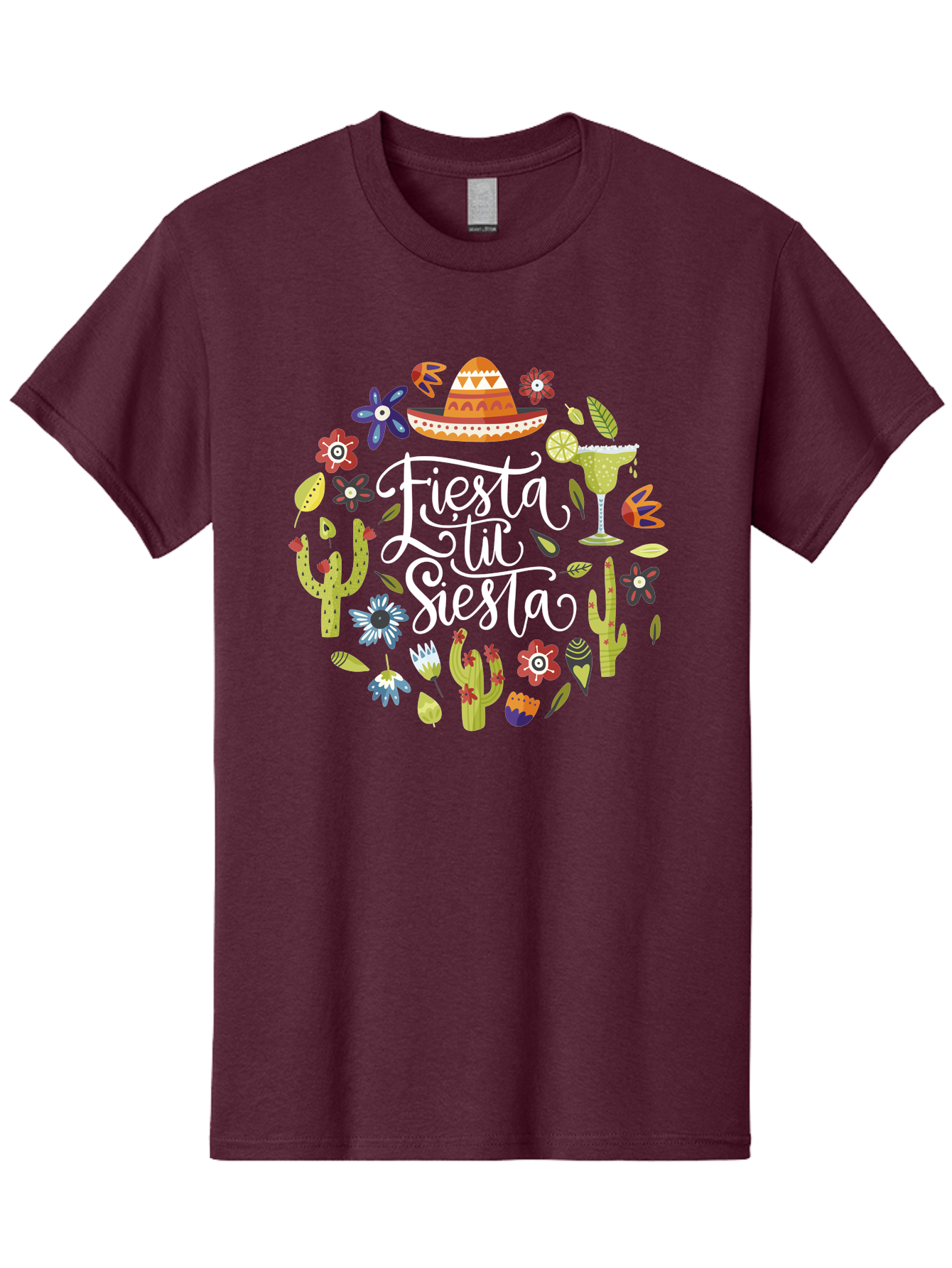 Fiesta-Tu-Siesta Men'S Graphic Tee, 100% Cotton, Comfortable Casual Summer Wear, Machine Washable, Fiesta Theme, Mexican Vacation, Margarita Cocktail, Sombrero Hat, Cacti Flowers, Colorful Decor, Party Celebration, Latino Culture, - Aaa248 29