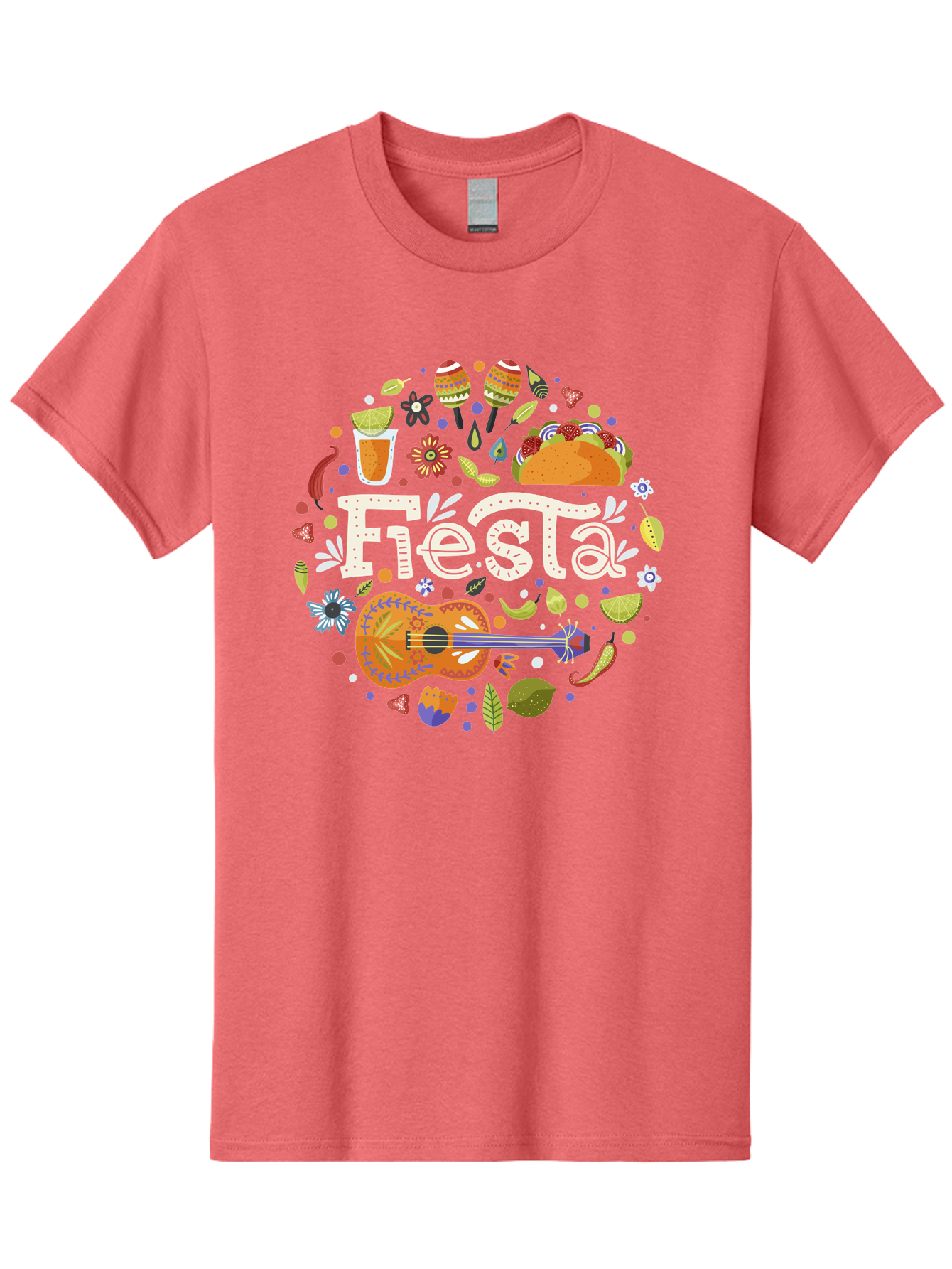 Fiesta Men'S Graphic Tee, 100% Cotton, Comfortable Casual Summer Wear, Machine Washable, Latin American Party, Festive Celebration, Traditional Food, Folk Music, Vibrant Culture, Colorful Flowers, Lively Atmosphere, Dance And Music, - Aaa249 7