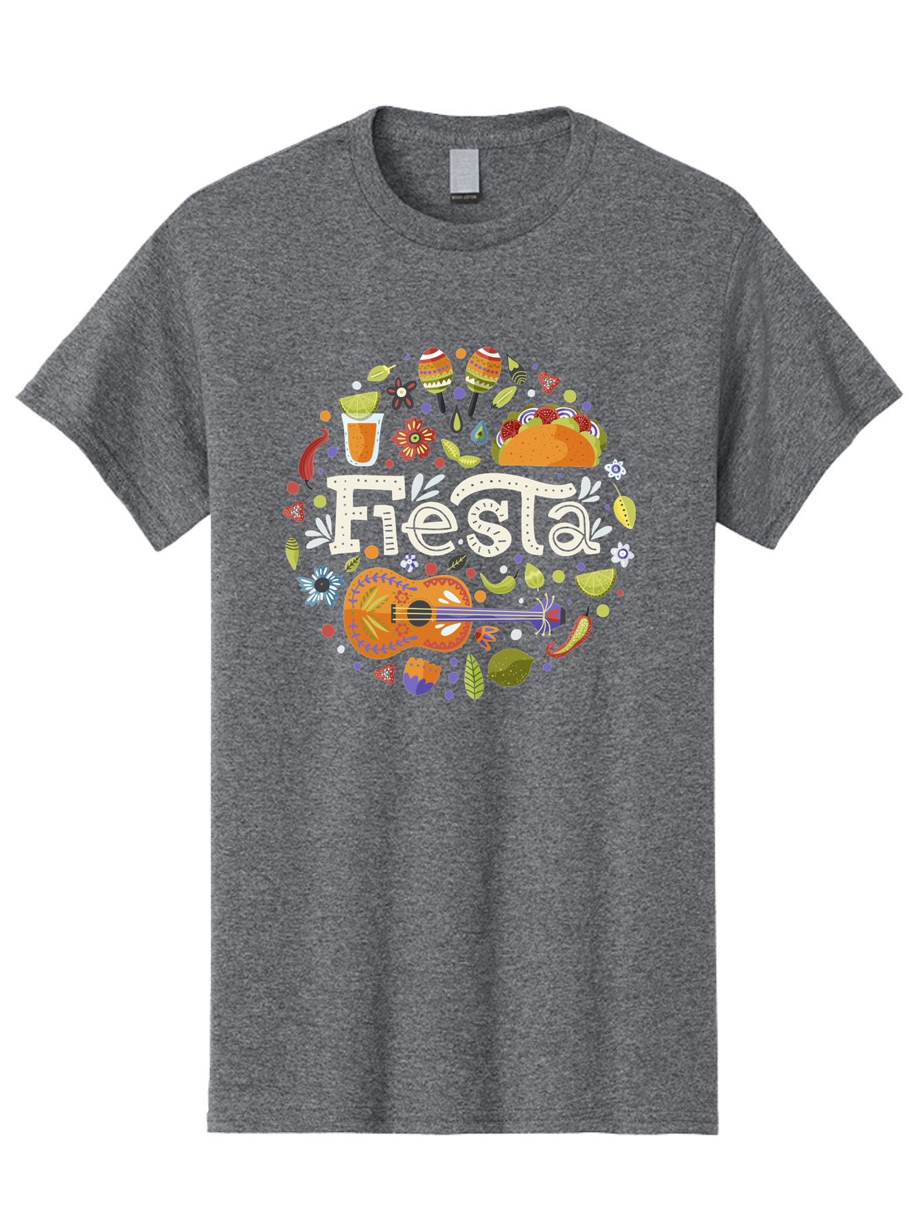 Fiesta Men'S Graphic Tee, 100% Cotton, Comfortable Casual Summer Wear, Machine Washable, Latin American Party, Festive Celebration, Traditional Food, Folk Music, Vibrant Culture, Colorful Flowers, Lively Atmosphere, Dance And Music, - Aaa249 13