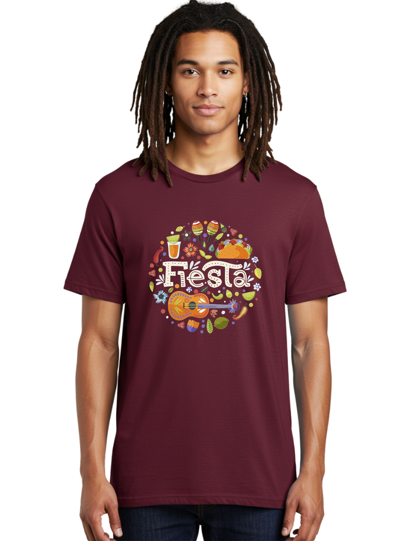 Fiesta Men'S Graphic Tee, 100% Cotton, Comfortable Casual Summer Wear, Machine Washable, Latin American Party, Festive Celebration, Traditional Food, Folk Music, Vibrant Culture, Colorful Flowers, Lively Atmosphere, Dance And Music, - Aaa249 10