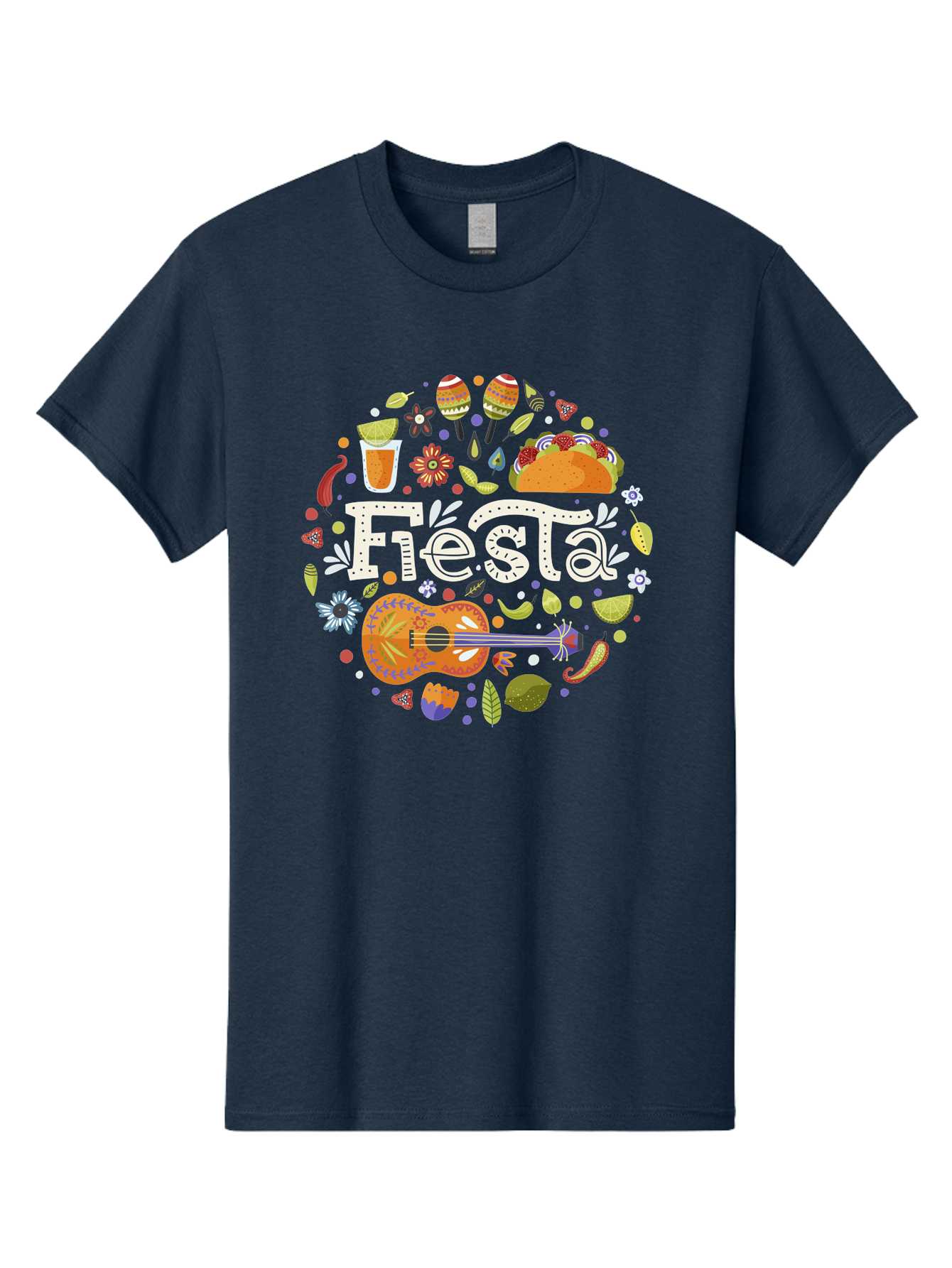 Fiesta Men'S Graphic Tee, 100% Cotton, Comfortable Casual Summer Wear, Machine Washable, Latin American Party, Festive Celebration, Traditional Food, Folk Music, Vibrant Culture, Colorful Flowers, Lively Atmosphere, Dance And Music, - Aaa249 5