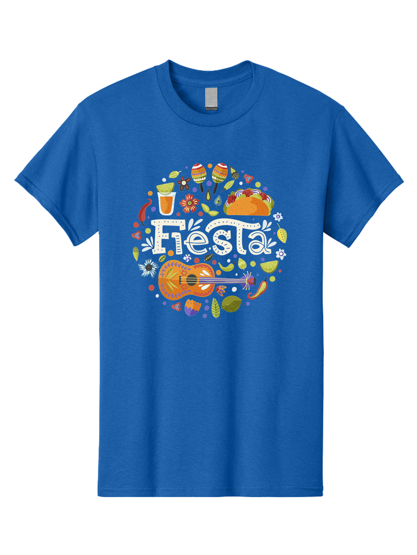 Fiesta Men'S Graphic Tee, 100% Cotton, Comfortable Casual Summer Wear, Machine Washable, Latin American Party, Festive Celebration, Traditional Food, Folk Music, Vibrant Culture, Colorful Flowers, Lively Atmosphere, Dance And Music, - Aaa249 3
