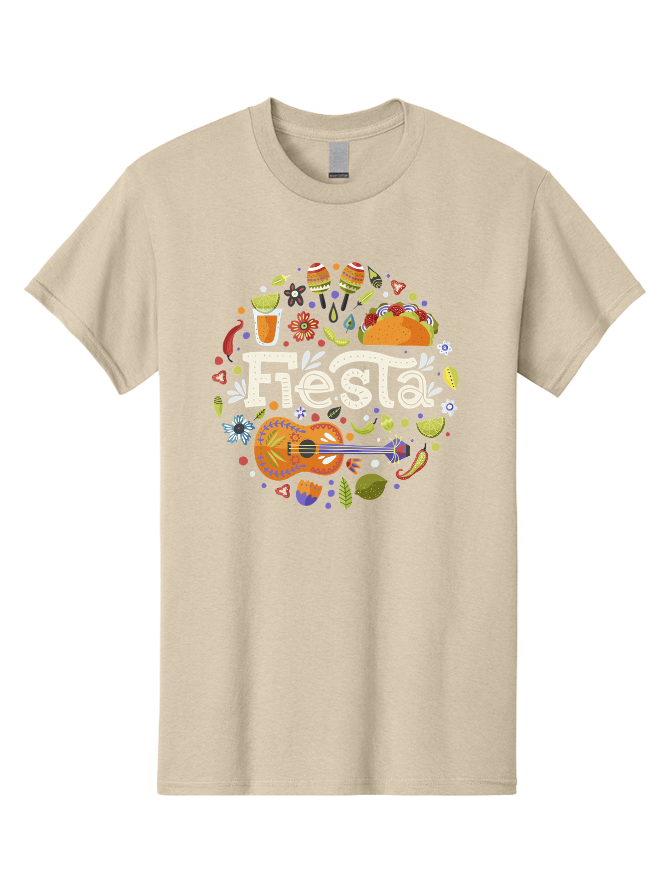 Fiesta Men'S Graphic Tee, 100% Cotton, Comfortable Casual Summer Wear, Machine Washable, Latin American Party, Festive Celebration, Traditional Food, Folk Music, Vibrant Culture, Colorful Flowers, Lively Atmosphere, Dance And Music, - Aaa249 25