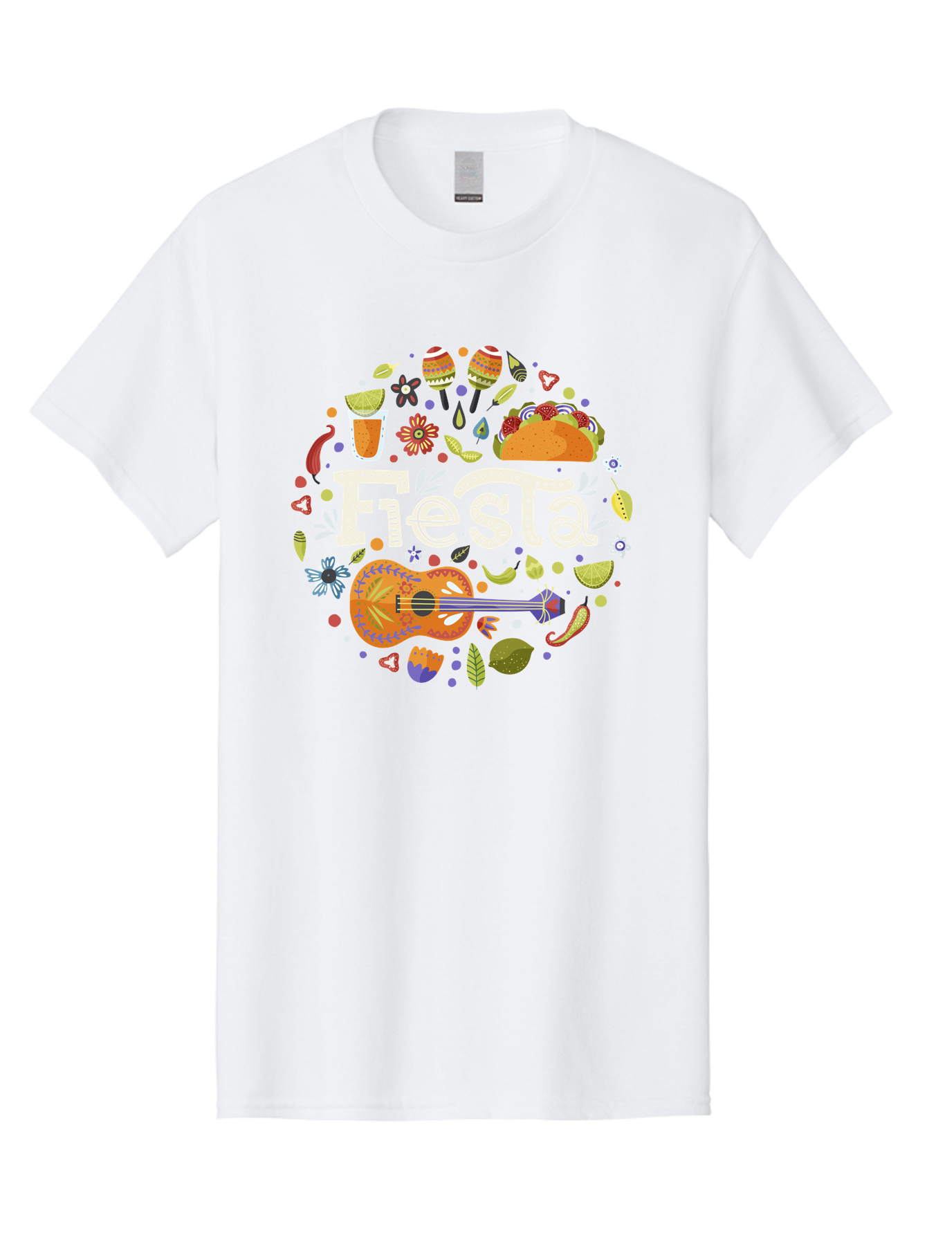 Fiesta Men'S Graphic Tee, 100% Cotton, Comfortable Casual Summer Wear, Machine Washable, Latin American Party, Festive Celebration, Traditional Food, Folk Music, Vibrant Culture, Colorful Flowers, Lively Atmosphere, Dance And Music, - Aaa249 19