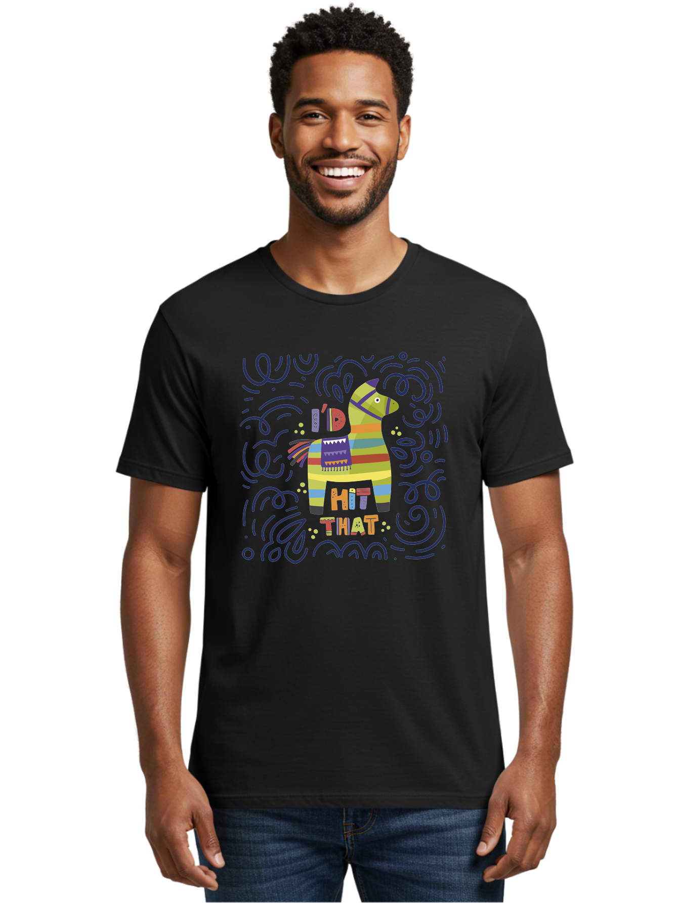 Hit-That-Pinata Men'S Graphic Tee, 100% Cotton, Comfortable Casual Summer Wear, Machine Washable, Colorful Piñata, Party Decoration, Festive Atmosphere, Vibrant Colors, Playful Design, Fiesta Theme, Celebration, Fun, Lively - Aaa251 4