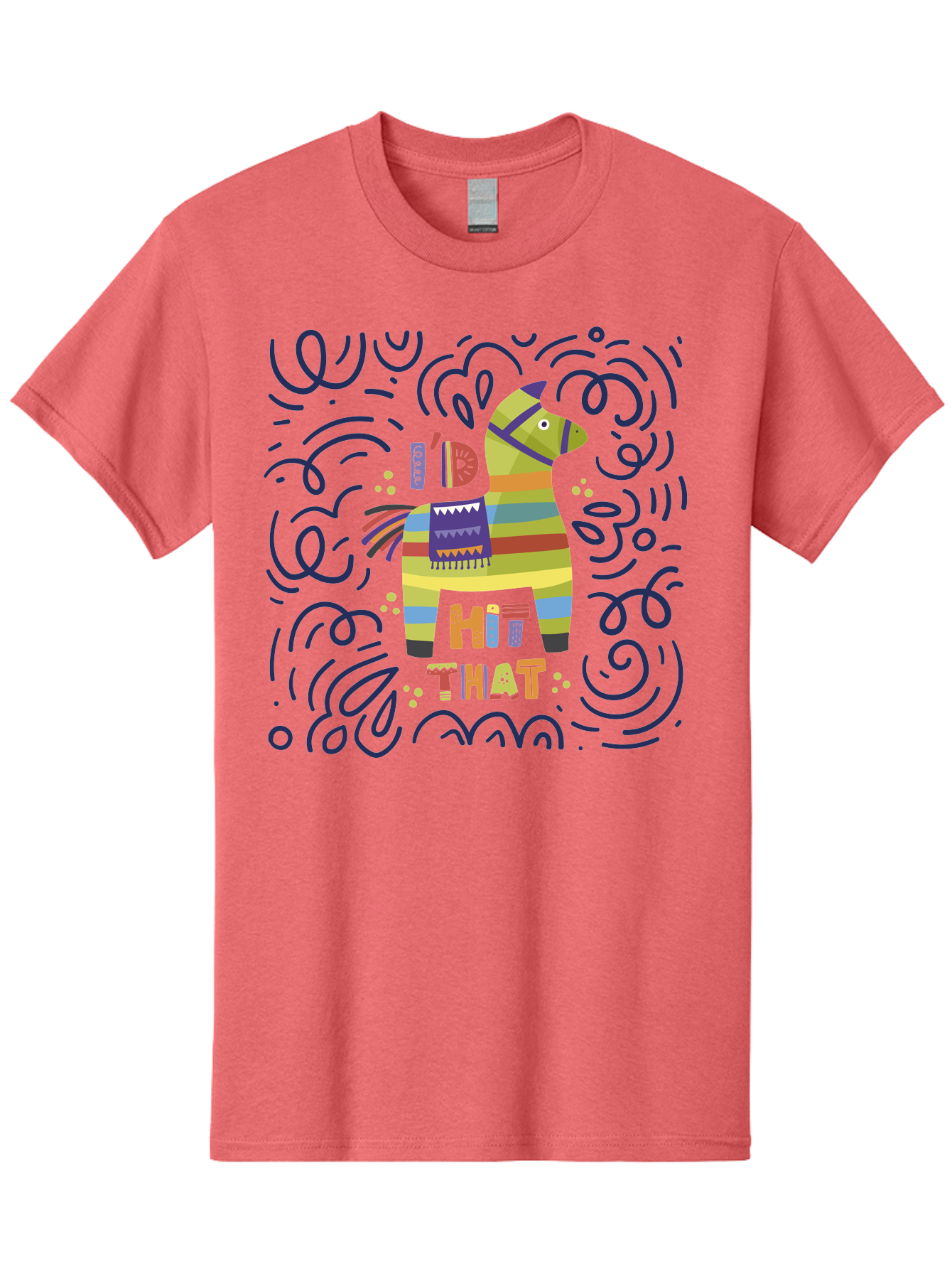 Hit-That-Pinata Men'S Graphic Tee, 100% Cotton, Comfortable Casual Summer Wear, Machine Washable, Colorful Piñata, Party Decoration, Festive Atmosphere, Vibrant Colors, Playful Design, Fiesta Theme, Celebration, Fun, Lively - Aaa251 9
