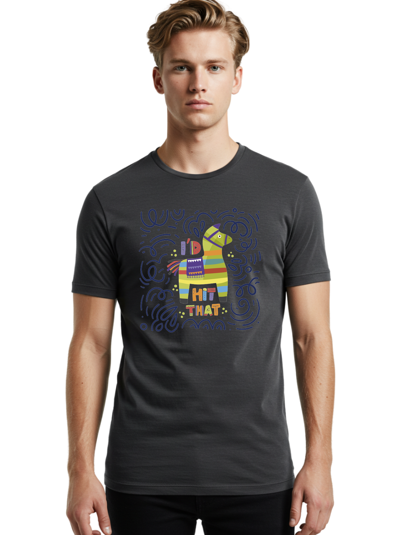Hit-That-Pinata Men'S Graphic Tee, 100% Cotton, Comfortable Casual Summer Wear, Machine Washable, Colorful Piñata, Party Decoration, Festive Atmosphere, Vibrant Colors, Playful Design, Fiesta Theme, Celebration, Fun, Lively - Aaa251 16
