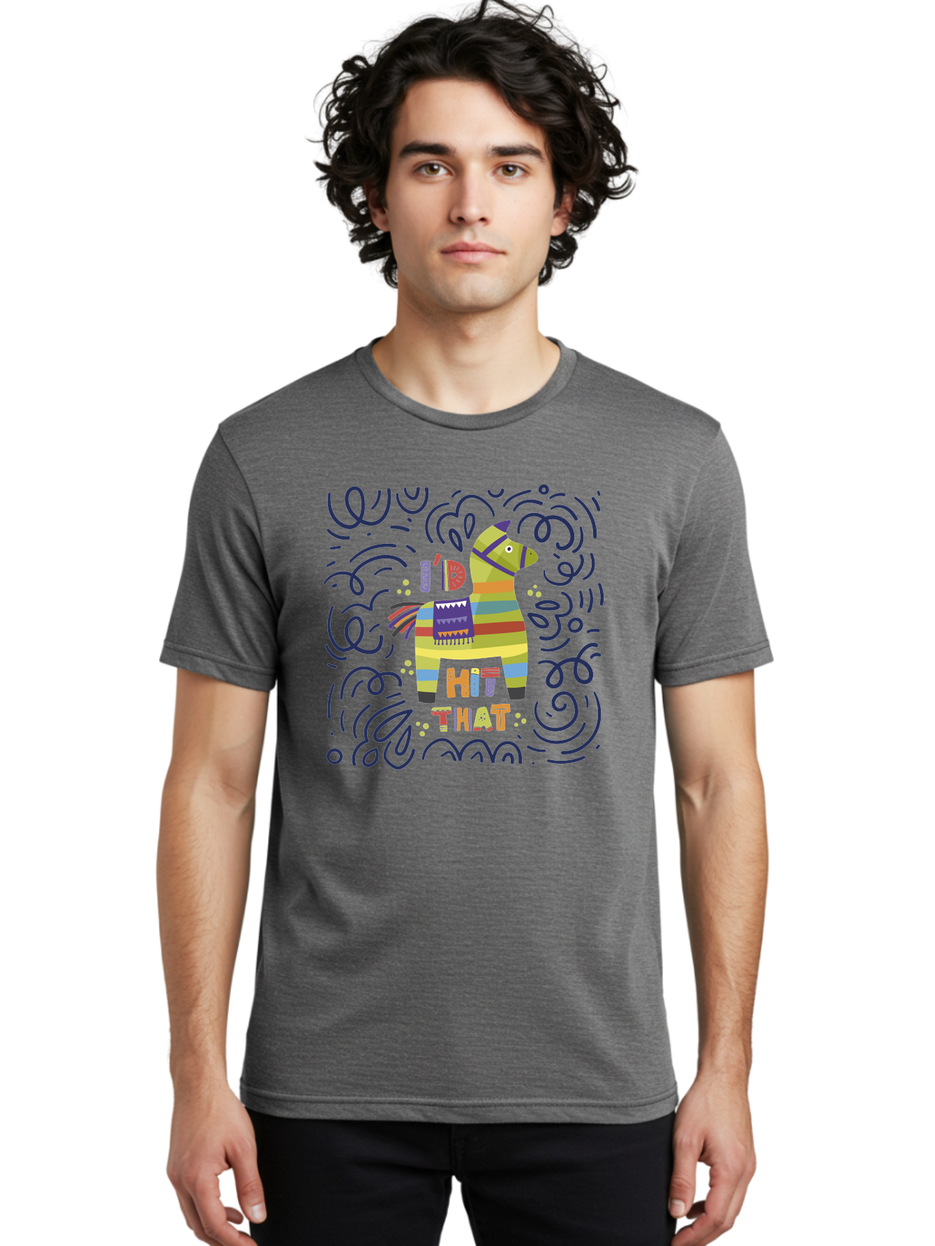 Hit-That-Pinata Men'S Graphic Tee, 100% Cotton, Comfortable Casual Summer Wear, Machine Washable, Colorful Piñata, Party Decoration, Festive Atmosphere, Vibrant Colors, Playful Design, Fiesta Theme, Celebration, Fun, Lively - Aaa251 6