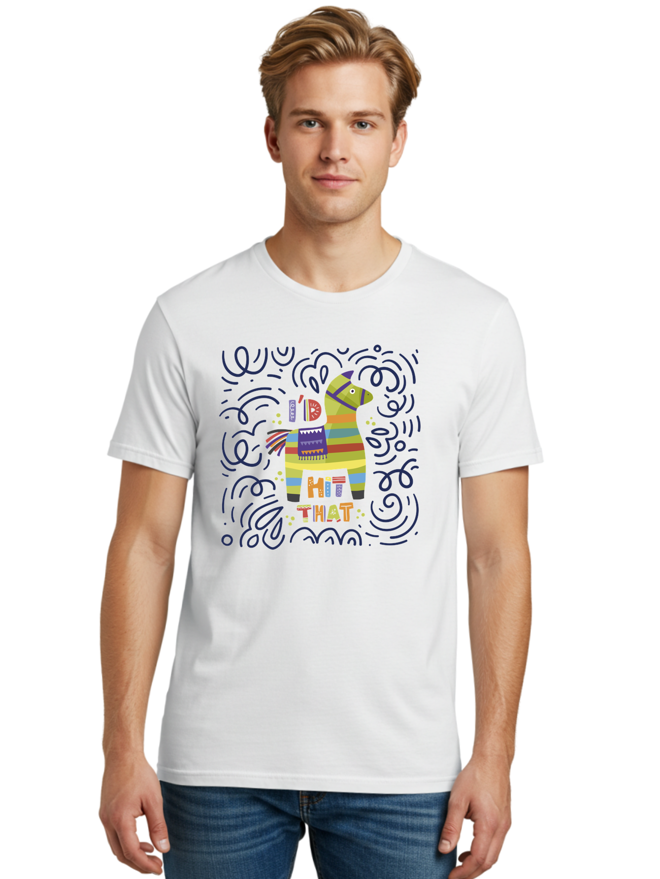 Hit-That-Pinata Men'S Graphic Tee, 100% Cotton, Comfortable Casual Summer Wear, Machine Washable, Colorful Piñata, Party Decoration, Festive Atmosphere, Vibrant Colors, Playful Design, Fiesta Theme, Celebration, Fun, Lively - Aaa251 28