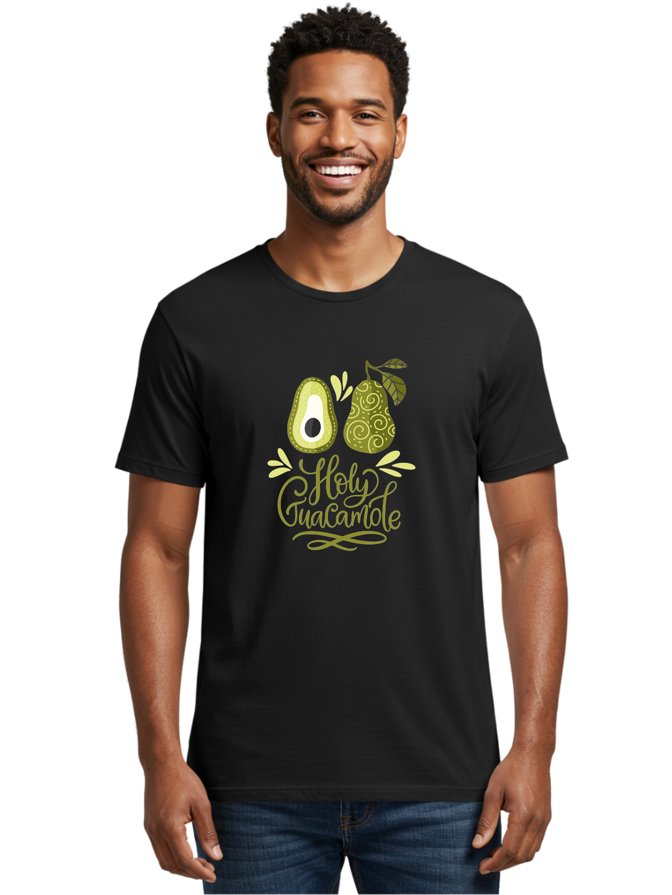 Holy-Guacamole Men'S Graphic Tee, 100% Cotton, Comfortable Casual Summer Wear, Machine Washable, Avocado Illustration, Guacamole Recipe, Healthy Eating, Food Art, Creative Typography, Decorative Leaves, Vibrant Colors, Culinary Design - Aaa254 10