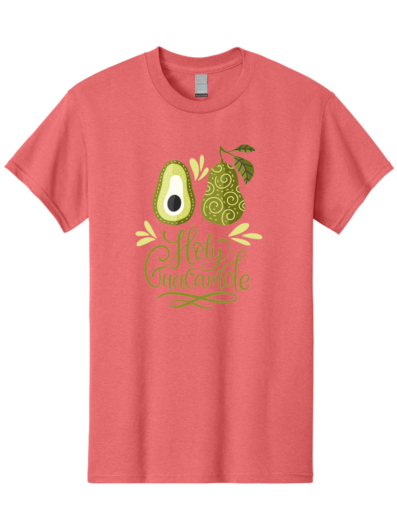 Holy-Guacamole Men'S Graphic Tee, 100% Cotton, Comfortable Casual Summer Wear, Machine Washable, Avocado Illustration, Guacamole Recipe, Healthy Eating, Food Art, Creative Typography, Decorative Leaves, Vibrant Colors, Culinary Design - Aaa254 19