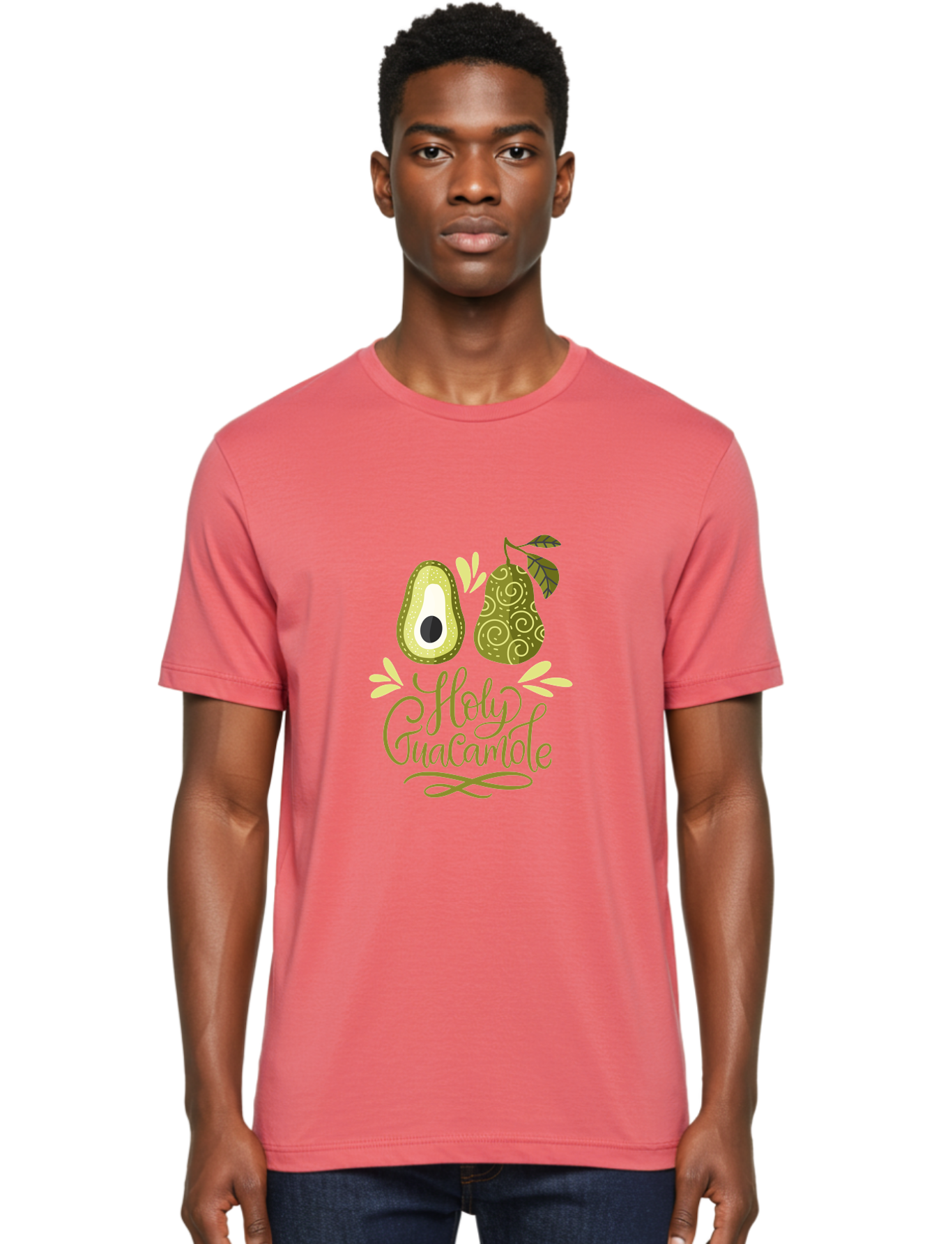 Holy-Guacamole Men'S Graphic Tee, 100% Cotton, Comfortable Casual Summer Wear, Machine Washable, Avocado Illustration, Guacamole Recipe, Healthy Eating, Food Art, Creative Typography, Decorative Leaves, Vibrant Colors, Culinary Design - Aaa254 20