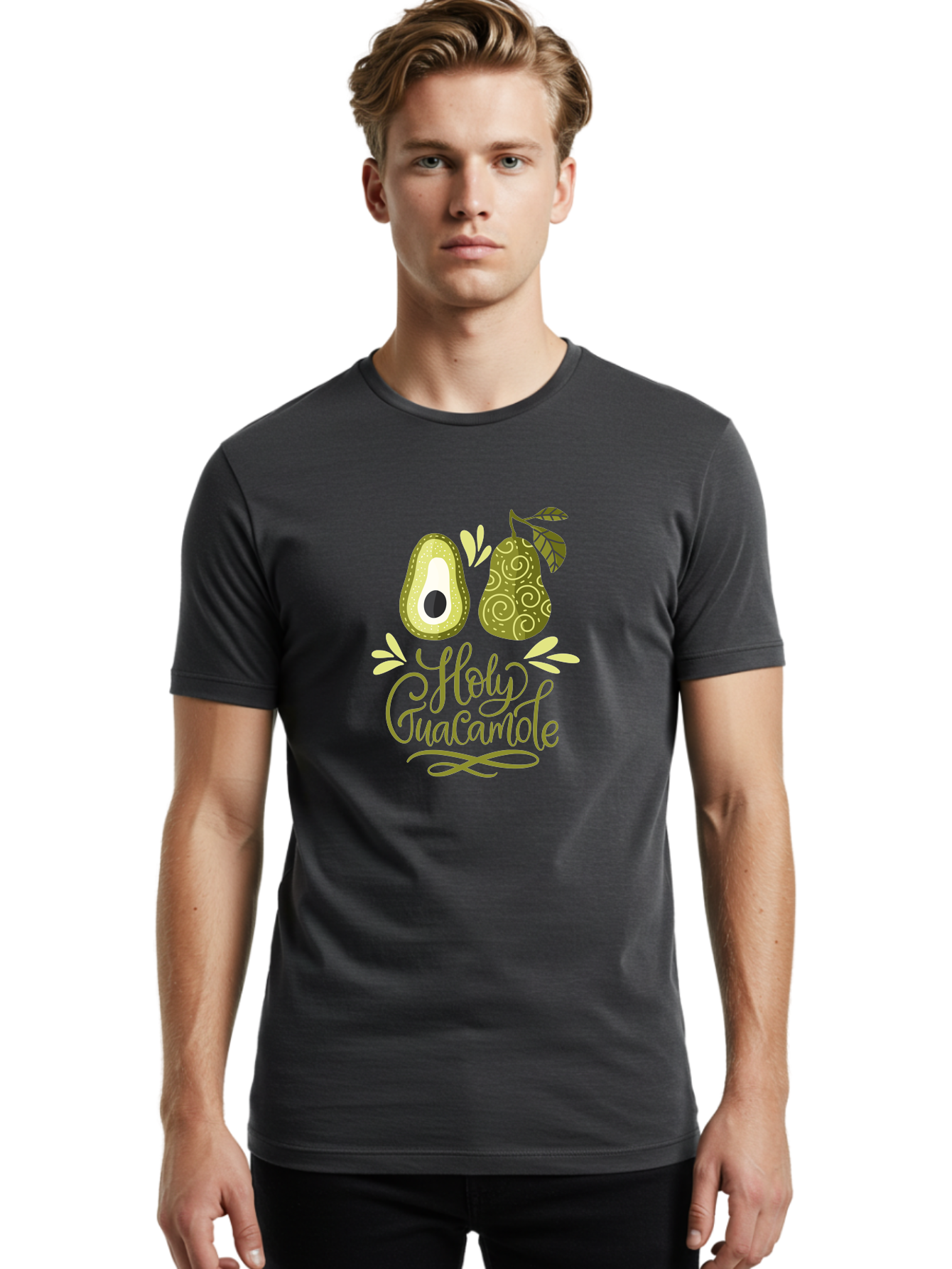 Holy-Guacamole Men'S Graphic Tee, 100% Cotton, Comfortable Casual Summer Wear, Machine Washable, Avocado Illustration, Guacamole Recipe, Healthy Eating, Food Art, Creative Typography, Decorative Leaves, Vibrant Colors, Culinary Design - Aaa254 26