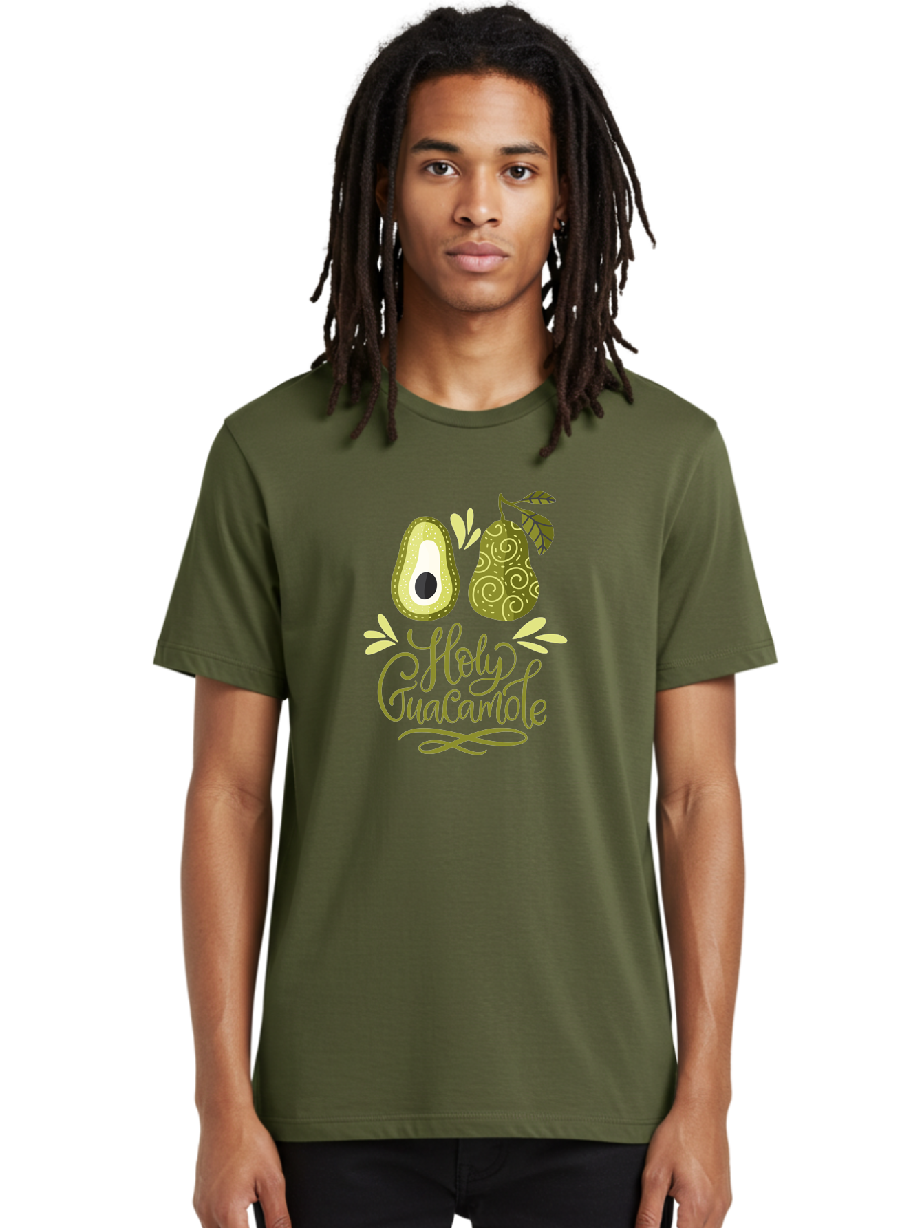 Holy-Guacamole Men'S Graphic Tee, 100% Cotton, Comfortable Casual Summer Wear, Machine Washable, Avocado Illustration, Guacamole Recipe, Healthy Eating, Food Art, Creative Typography, Decorative Leaves, Vibrant Colors, Culinary Design - Aaa254 22