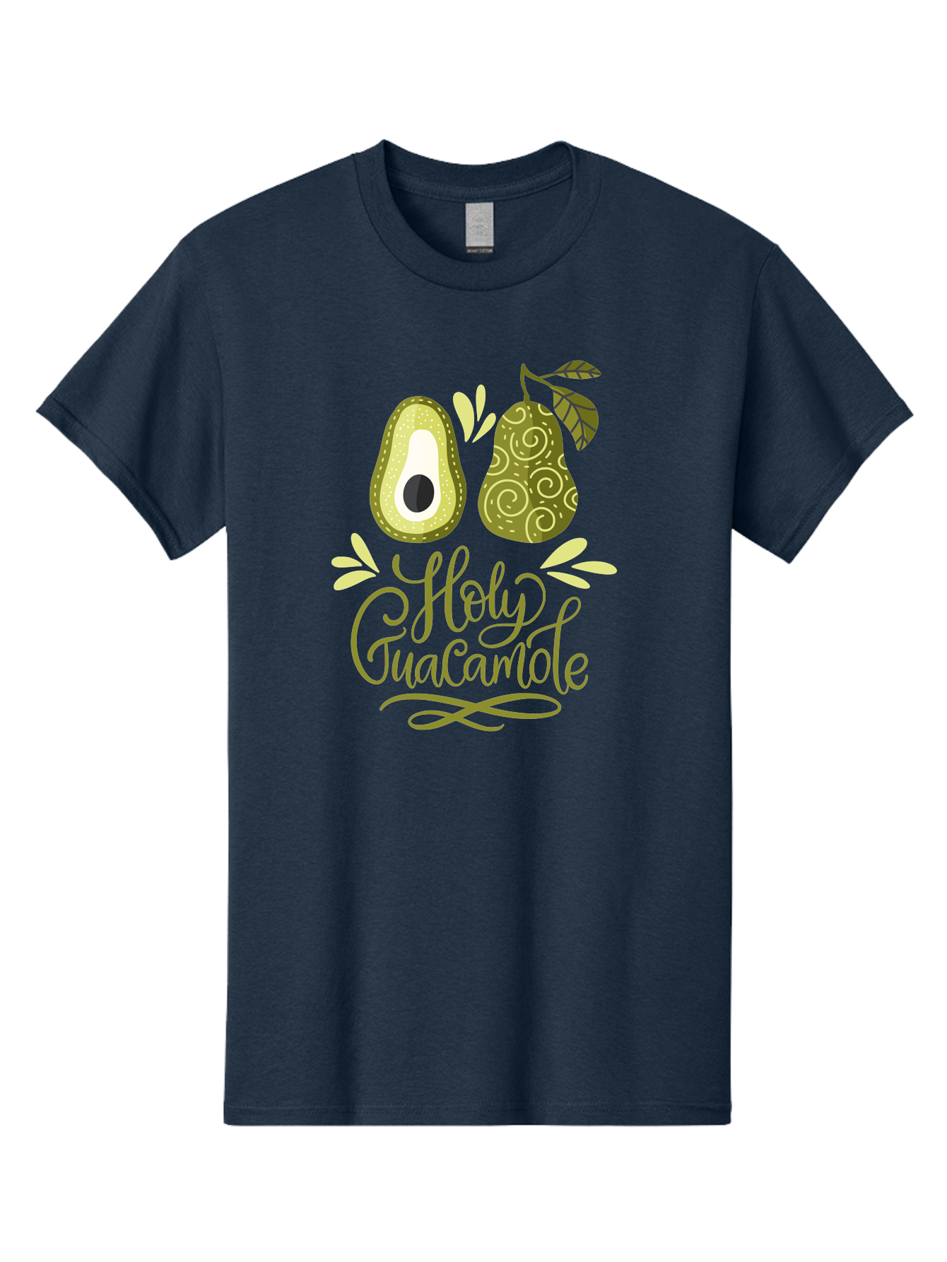 Holy-Guacamole Men'S Graphic Tee, 100% Cotton, Comfortable Casual Summer Wear, Machine Washable, Avocado Illustration, Guacamole Recipe, Healthy Eating, Food Art, Creative Typography, Decorative Leaves, Vibrant Colors, Culinary Design - Aaa254 23