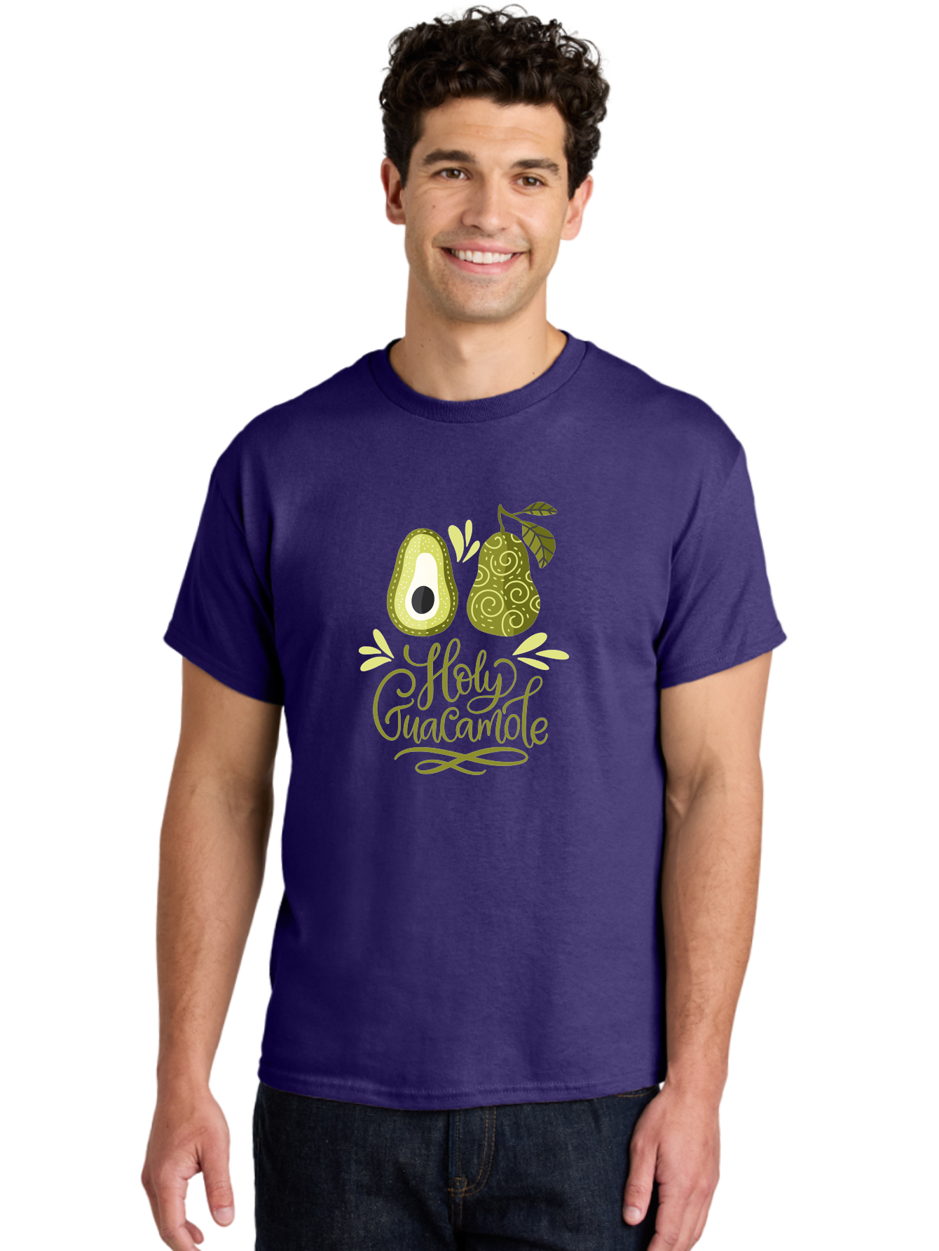 Holy-Guacamole Men'S Graphic Tee, 100% Cotton, Comfortable Casual Summer Wear, Machine Washable, Avocado Illustration, Guacamole Recipe, Healthy Eating, Food Art, Creative Typography, Decorative Leaves, Vibrant Colors, Culinary Design - Aaa254 4
