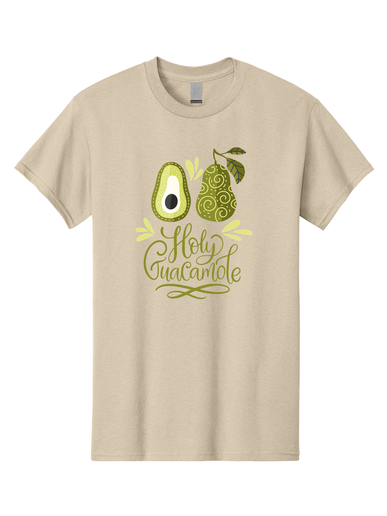 Holy-Guacamole Men'S Graphic Tee, 100% Cotton, Comfortable Casual Summer Wear, Machine Washable, Avocado Illustration, Guacamole Recipe, Healthy Eating, Food Art, Creative Typography, Decorative Leaves, Vibrant Colors, Culinary Design - Aaa254 1