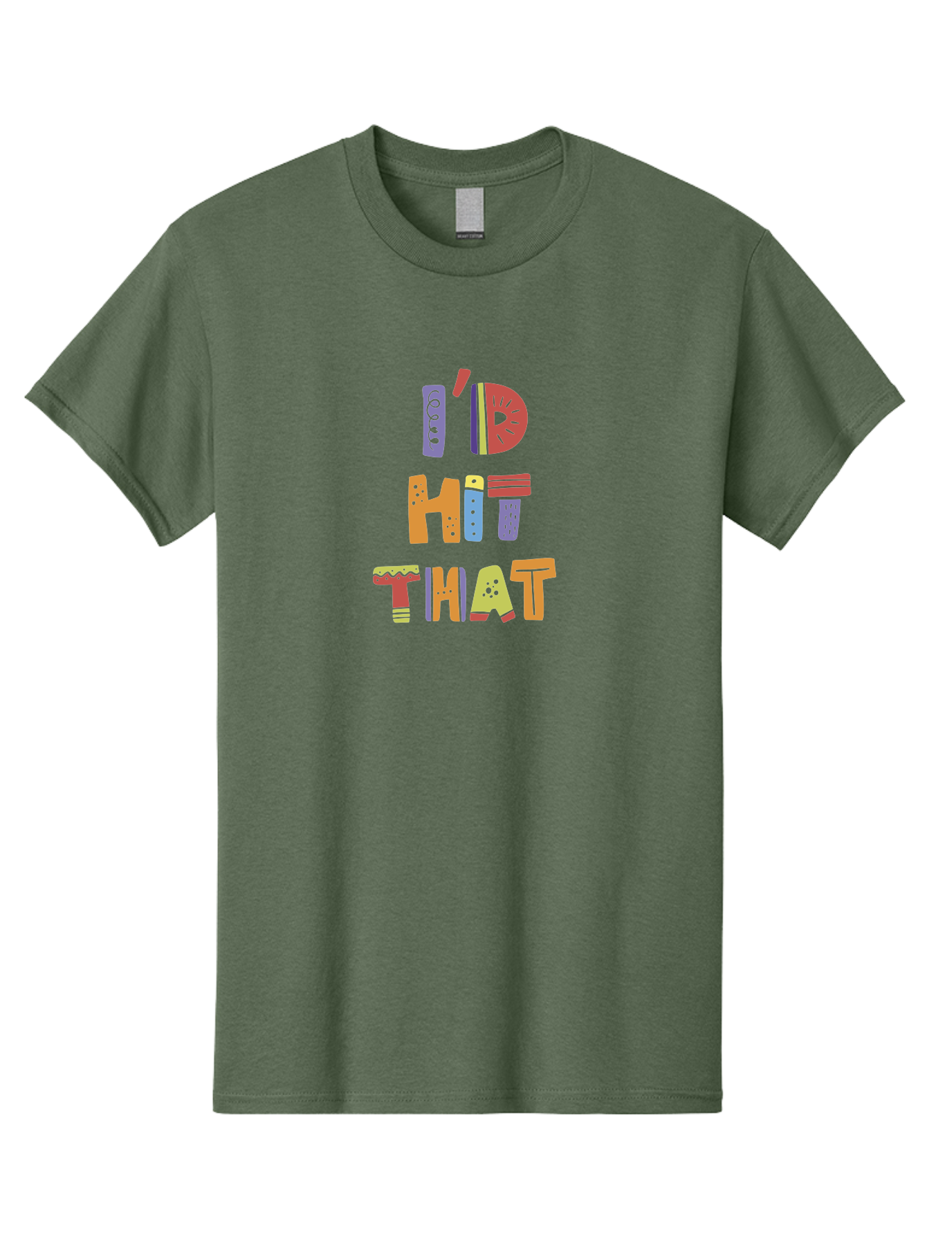 I-D-Hit-That Men'S Graphic Tee, 100% Cotton, Comfortable Casual Summer Wear, Machine Washable, Colorful Typography, Fun Phrases, Quirky Humor, Vibrant Colors, Eye-Catching Design, Playful Text, I'D Hit That - Aaa257 3