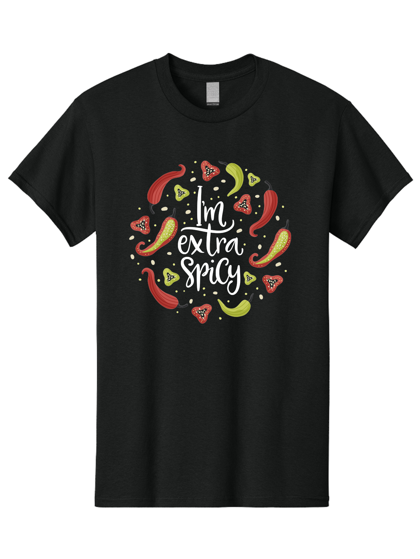 I-M-Extra-Spicy-1 Men'S Graphic Tee, 100% Cotton, Comfortable Casual Summer Wear, Machine Washable, Spicy Food, Hot Peppers, Chili Peppers, Strawberries, Flavorful Cuisine, Bold Flavors, Spicy Personality, Fun Design - Aaa258 7