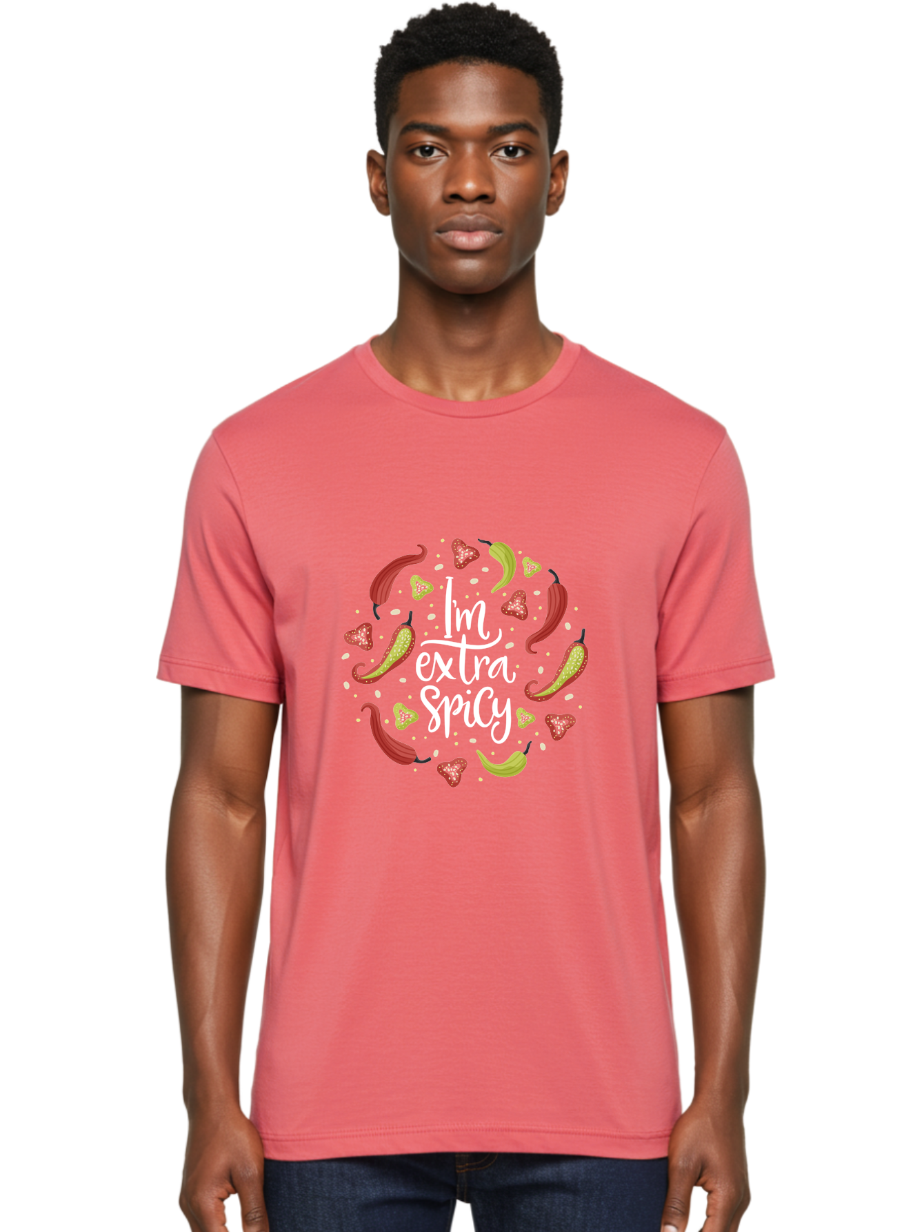 I-M-Extra-Spicy-1 Men'S Graphic Tee, 100% Cotton, Comfortable Casual Summer Wear, Machine Washable, Spicy Food, Hot Peppers, Chili Peppers, Strawberries, Flavorful Cuisine, Bold Flavors, Spicy Personality, Fun Design - Aaa258 14