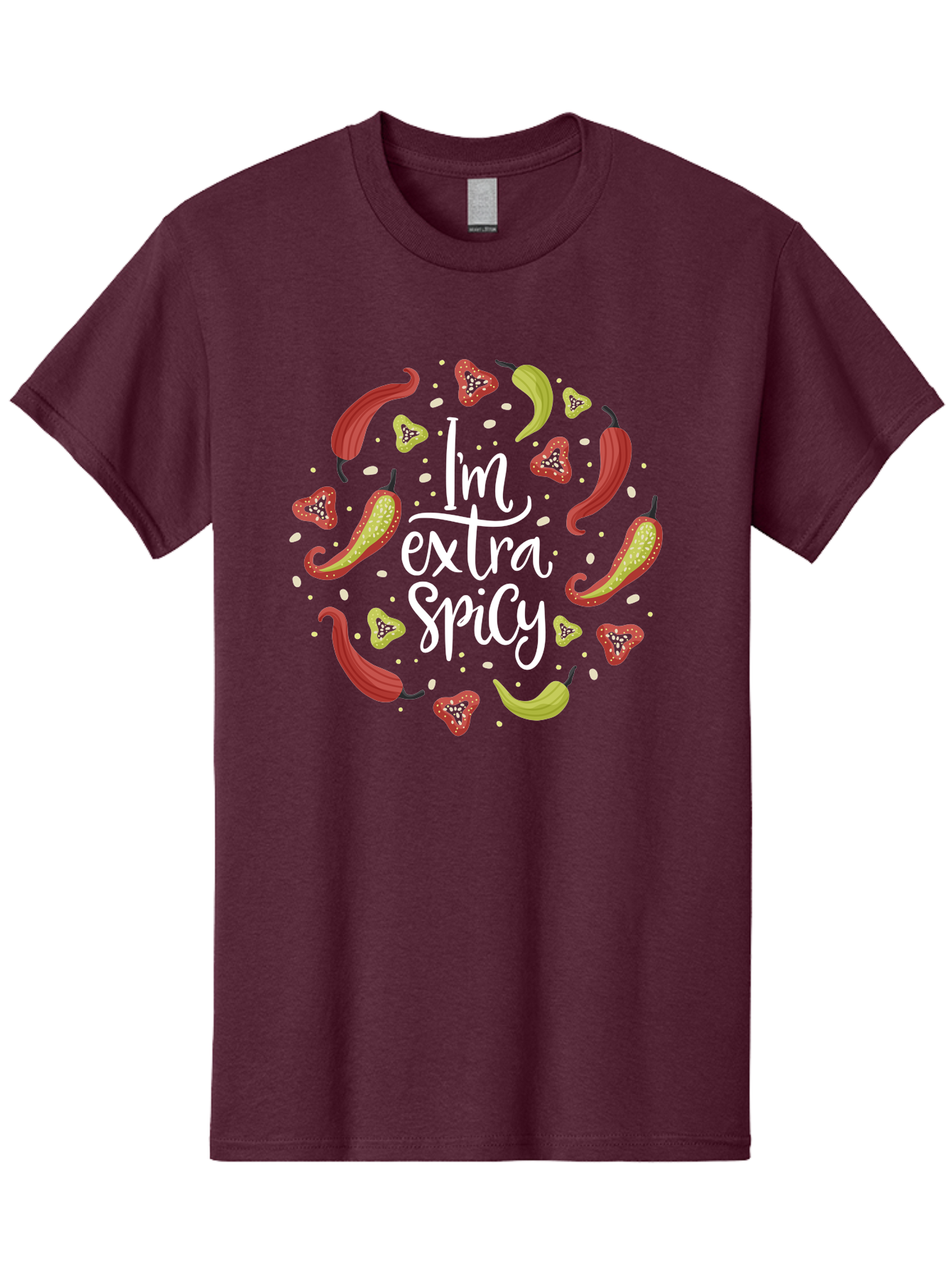 I-M-Extra-Spicy-1 Men'S Graphic Tee, 100% Cotton, Comfortable Casual Summer Wear, Machine Washable, Spicy Food, Hot Peppers, Chili Peppers, Strawberries, Flavorful Cuisine, Bold Flavors, Spicy Personality, Fun Design - Aaa258 21