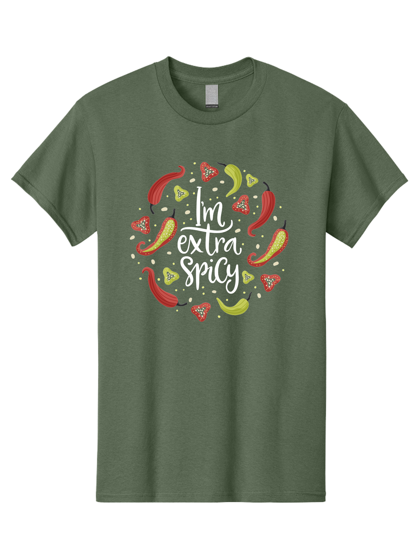 I-M-Extra-Spicy-1 Men'S Graphic Tee, 100% Cotton, Comfortable Casual Summer Wear, Machine Washable, Spicy Food, Hot Peppers, Chili Peppers, Strawberries, Flavorful Cuisine, Bold Flavors, Spicy Personality, Fun Design - Aaa258 25