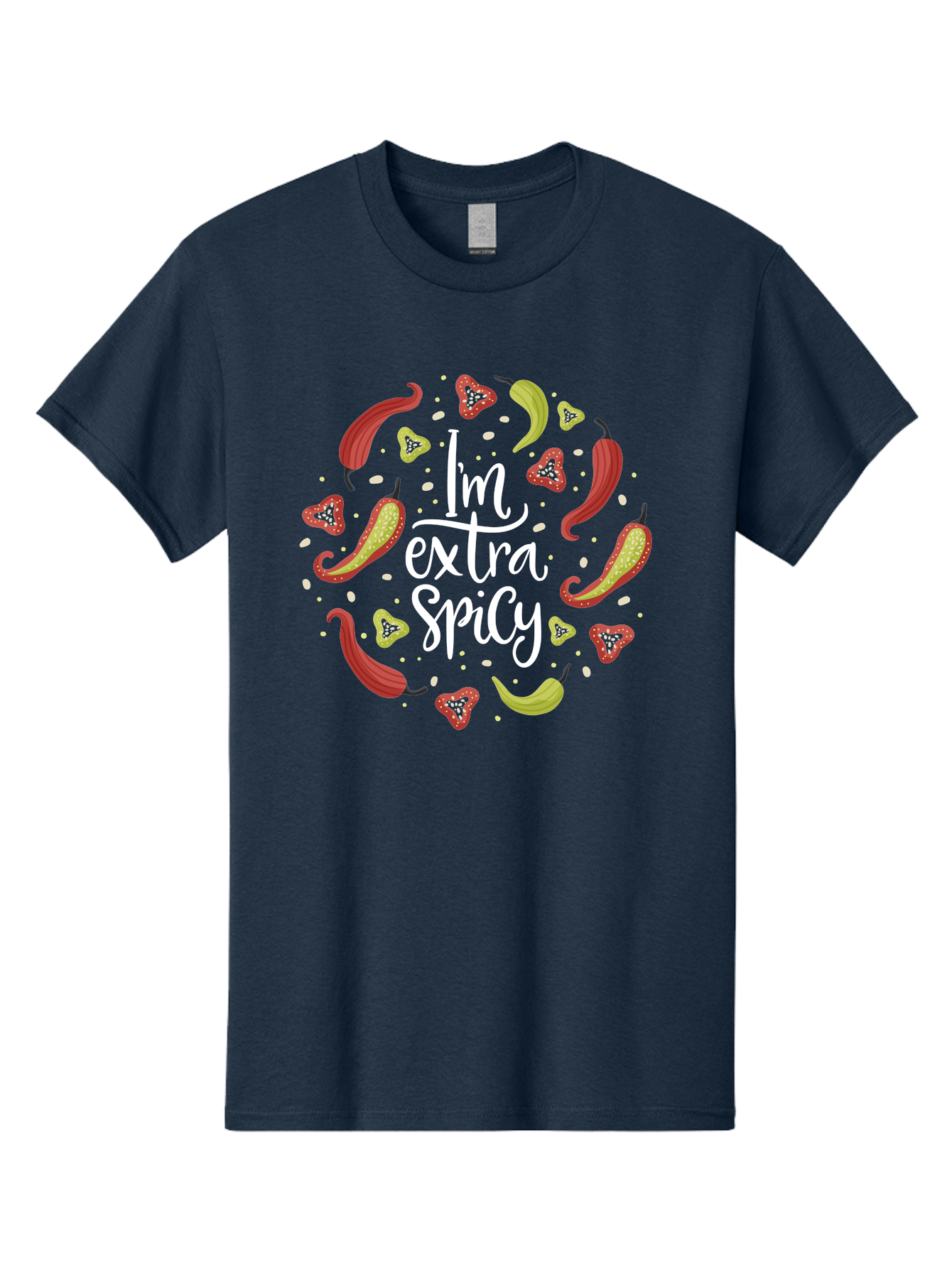 I-M-Extra-Spicy-1 Men'S Graphic Tee, 100% Cotton, Comfortable Casual Summer Wear, Machine Washable, Spicy Food, Hot Peppers, Chili Peppers, Strawberries, Flavorful Cuisine, Bold Flavors, Spicy Personality, Fun Design - Aaa258 9