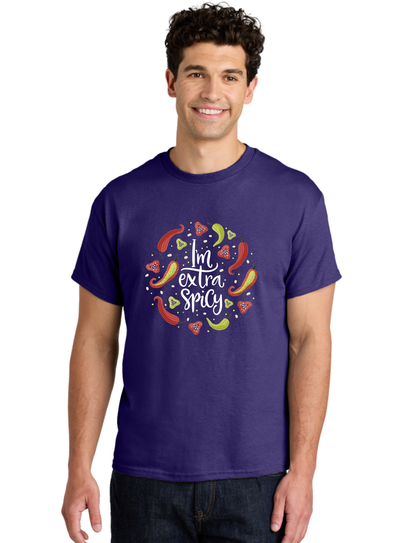 I-M-Extra-Spicy-1 Men'S Graphic Tee, 100% Cotton, Comfortable Casual Summer Wear, Machine Washable, Spicy Food, Hot Peppers, Chili Peppers, Strawberries, Flavorful Cuisine, Bold Flavors, Spicy Personality, Fun Design - Aaa258 6