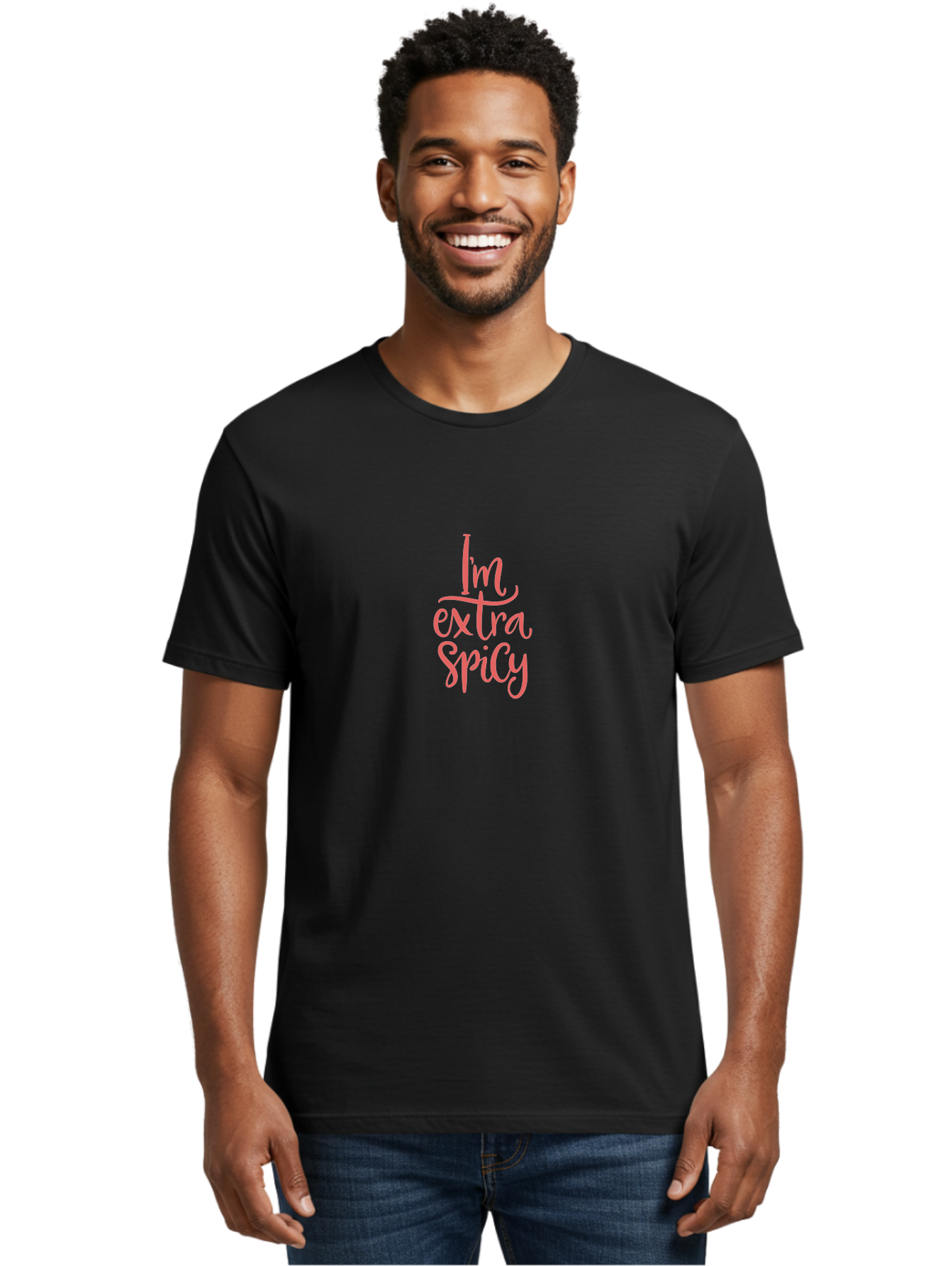 I-M-Extra-Spicy-2 Men'S Graphic Tee, 100% Cotton, Comfortable Casual Summer Wear, Machine Washable, Fun Phrase, Quirky Quote, Pink Text, Funny Saying, Sassy Statement, Bold Typography, Motivational Phrase, Attitude Adjustment - Aaa259 24