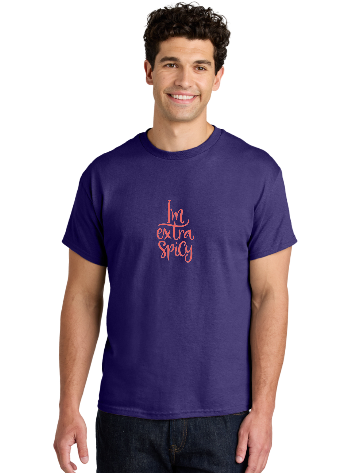 I-M-Extra-Spicy-2 Men'S Graphic Tee, 100% Cotton, Comfortable Casual Summer Wear, Machine Washable, Fun Phrase, Quirky Quote, Pink Text, Funny Saying, Sassy Statement, Bold Typography, Motivational Phrase, Attitude Adjustment - Aaa259 26