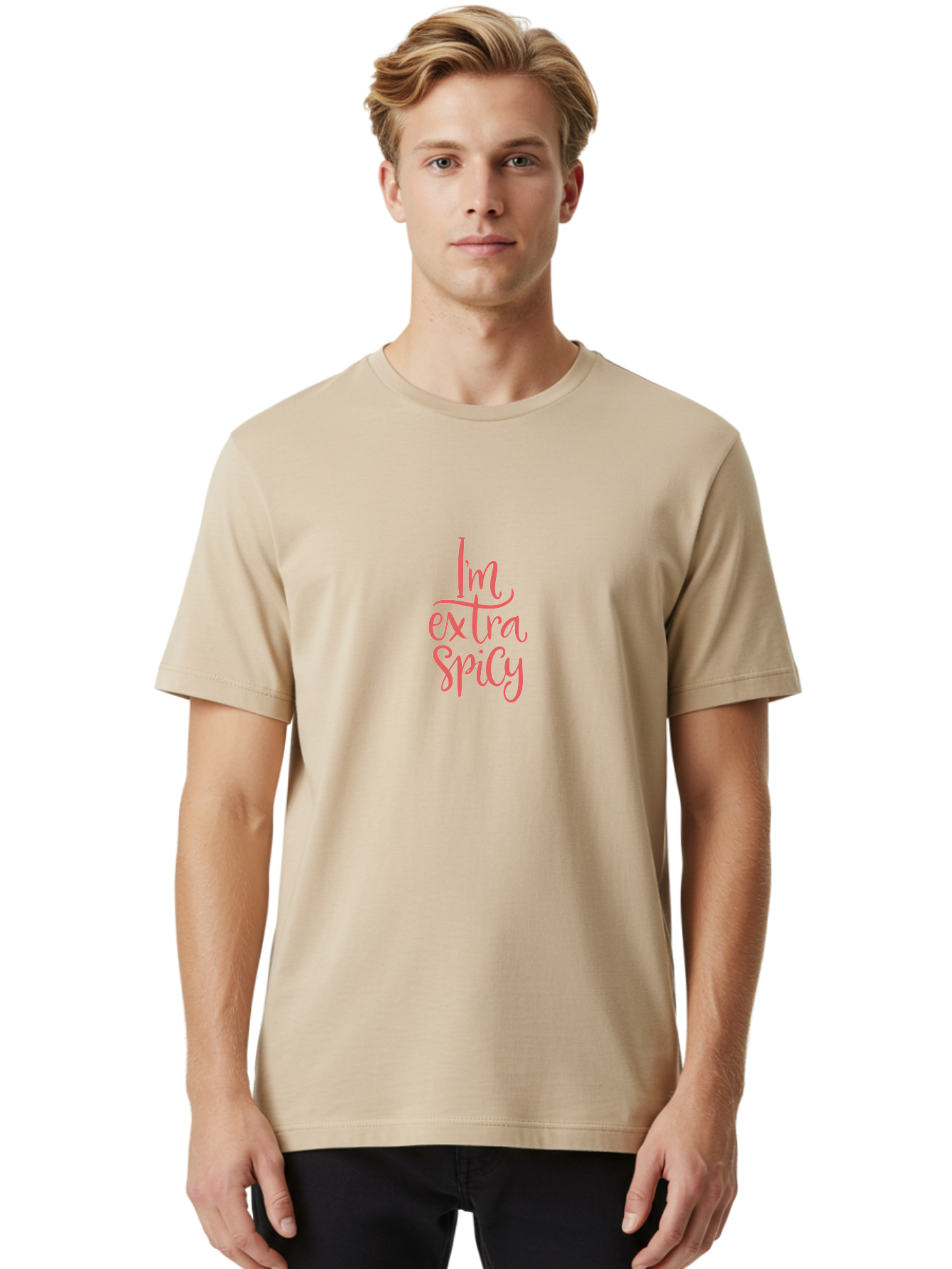 I-M-Extra-Spicy-2 Men'S Graphic Tee, 100% Cotton, Comfortable Casual Summer Wear, Machine Washable, Fun Phrase, Quirky Quote, Pink Text, Funny Saying, Sassy Statement, Bold Typography, Motivational Phrase, Attitude Adjustment - Aaa259 8