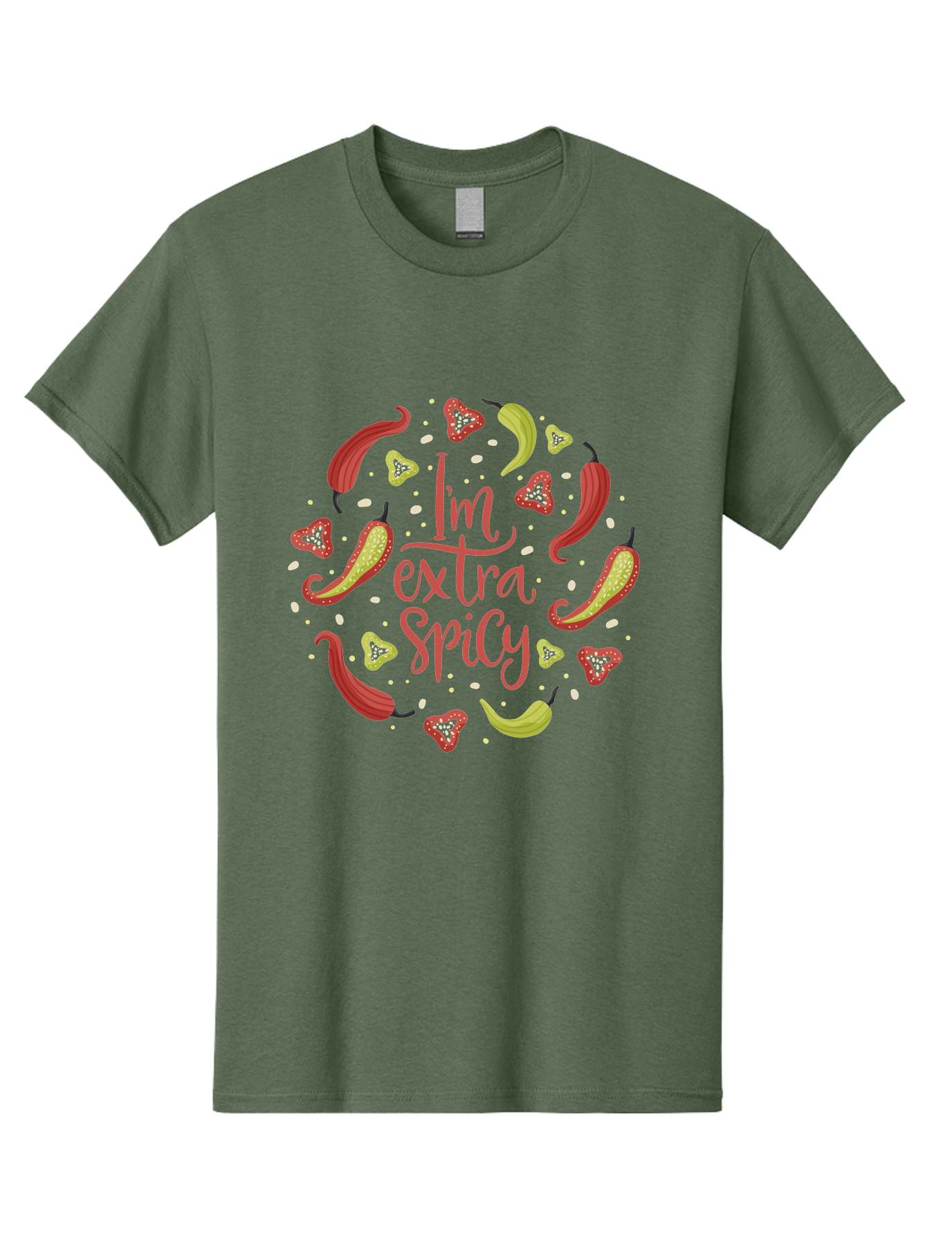 I-M-Extra-Spicy Men'S Graphic Tee, 100% Cotton, Comfortable Casual Summer Wear, Machine Washable, I'M Extra Spicy, Chilli Peppers, Strawberries, Spicy Food, Hot Sauce, Bold Flavors, Vibrant Colors, Playful Design, Quirky Typography, - Aaa261 5