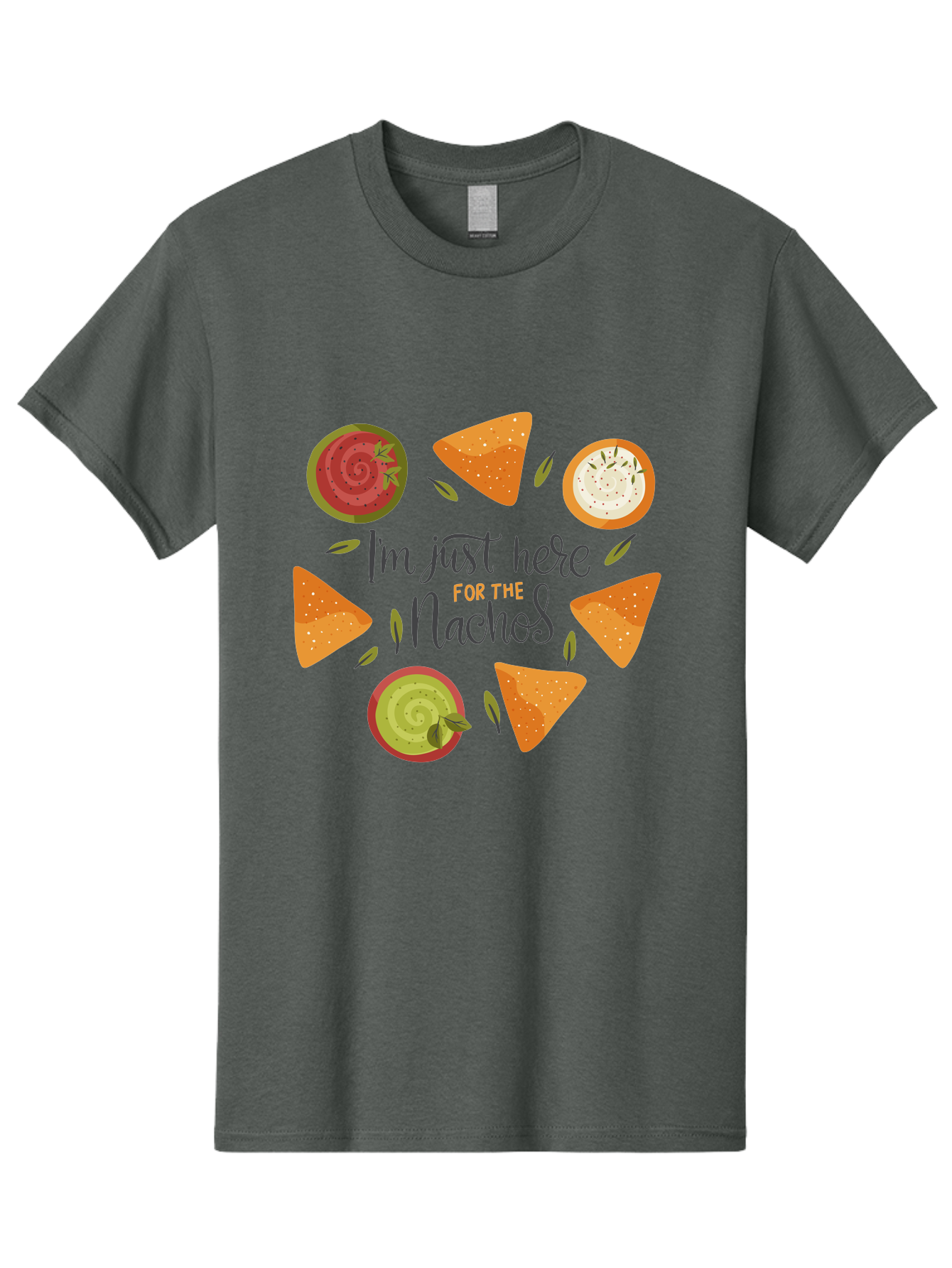 I-M-Just-Here-For-The-Nachos-1 Men'S Graphic Tee, 100% Cotton, Comfortable Casual Summer Wear, Machine Washable, Nachos, Dips, Salsa, Guacamole, Queso, Tortilla Chips, Snack Time, Mexican Food, Party Food, Nacho Cheese, Appetizer - Aaa262 23
