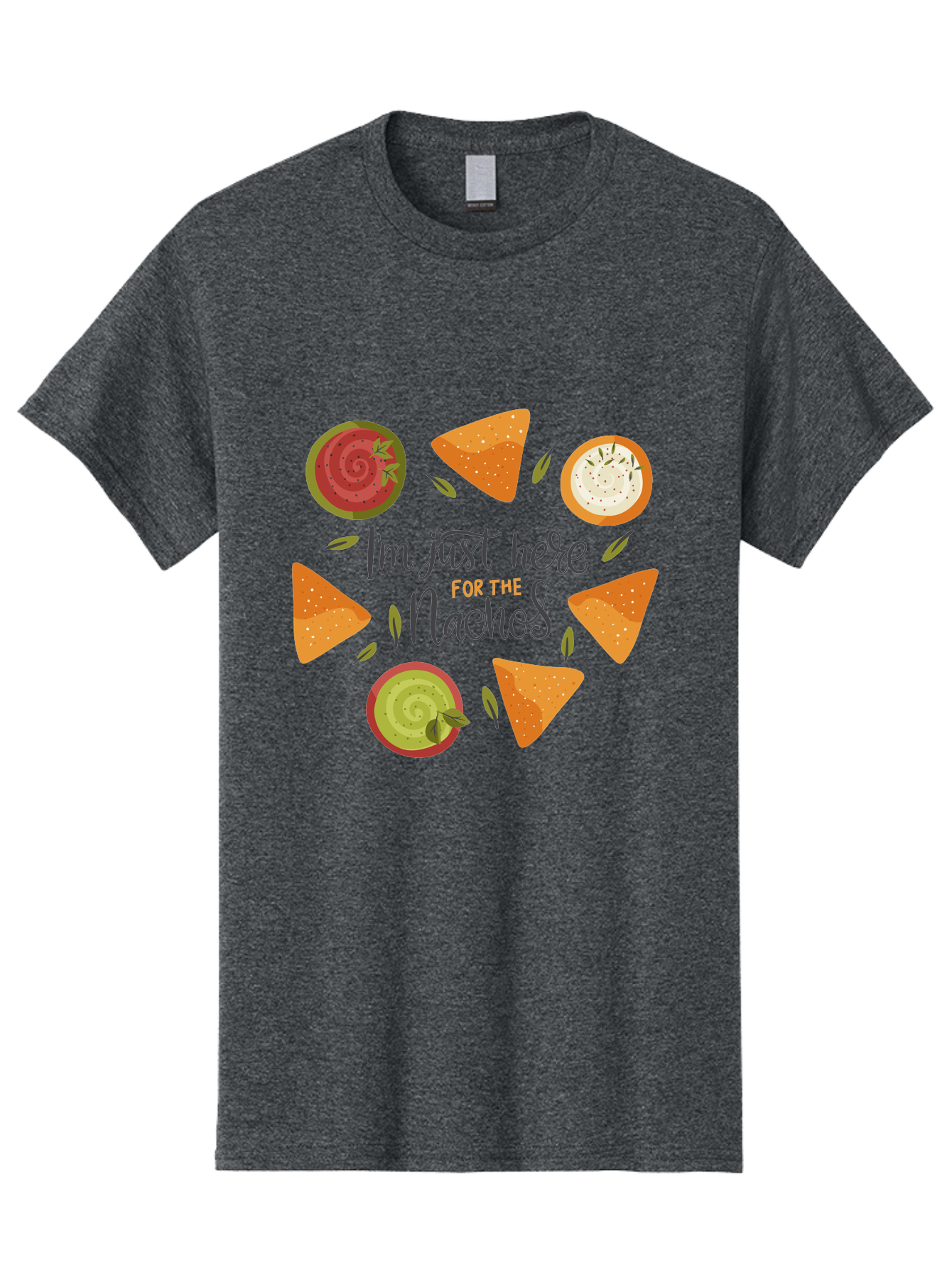 I-M-Just-Here-For-The-Nachos-1 Men'S Graphic Tee, 100% Cotton, Comfortable Casual Summer Wear, Machine Washable, Nachos, Dips, Salsa, Guacamole, Queso, Tortilla Chips, Snack Time, Mexican Food, Party Food, Nacho Cheese, Appetizer - Aaa262 13