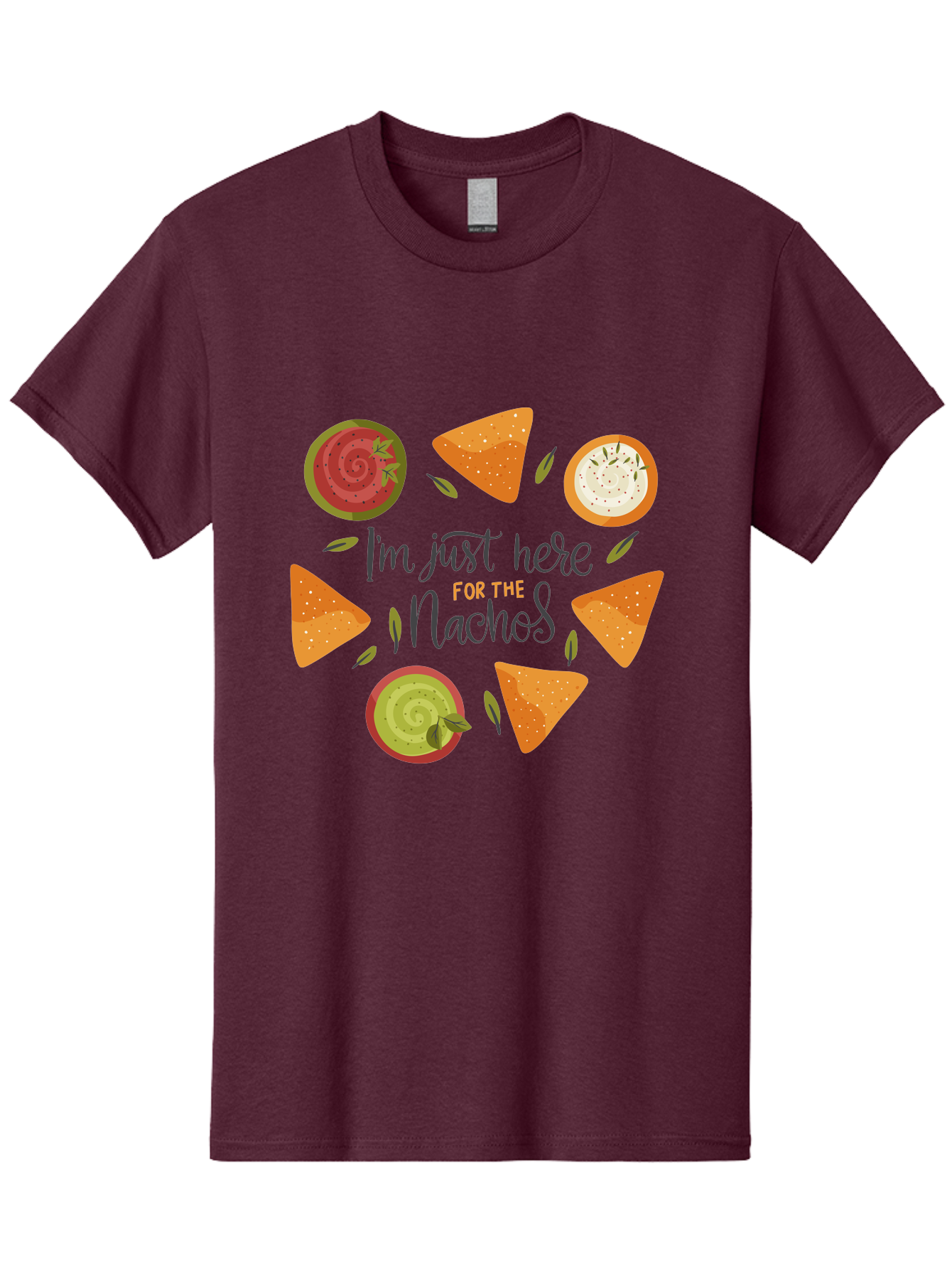 I-M-Just-Here-For-The-Nachos-1 Men'S Graphic Tee, 100% Cotton, Comfortable Casual Summer Wear, Machine Washable, Nachos, Dips, Salsa, Guacamole, Queso, Tortilla Chips, Snack Time, Mexican Food, Party Food, Nacho Cheese, Appetizer - Aaa262 11