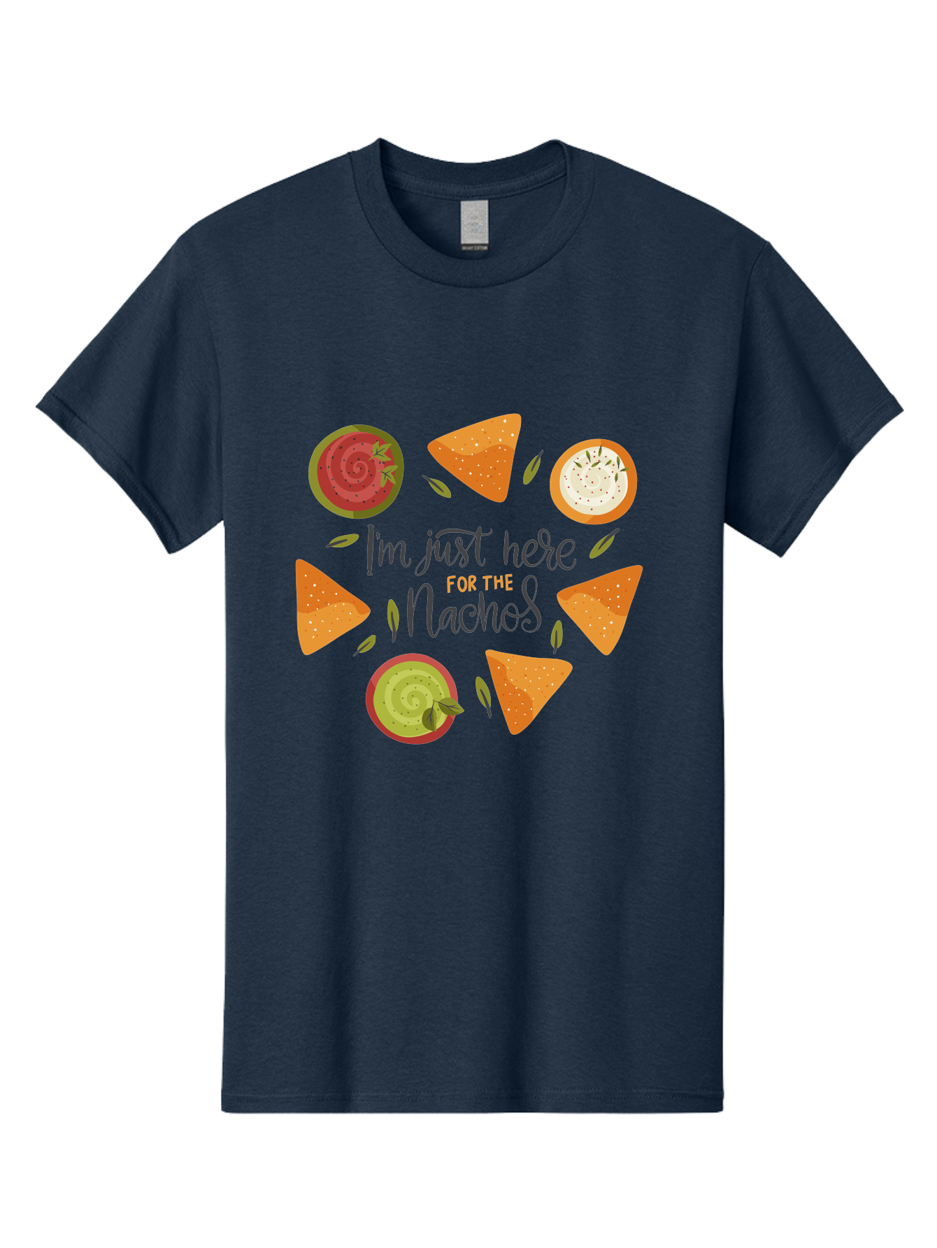 I-M-Just-Here-For-The-Nachos-1 Men'S Graphic Tee, 100% Cotton, Comfortable Casual Summer Wear, Machine Washable, Nachos, Dips, Salsa, Guacamole, Queso, Tortilla Chips, Snack Time, Mexican Food, Party Food, Nacho Cheese, Appetizer - Aaa262 21