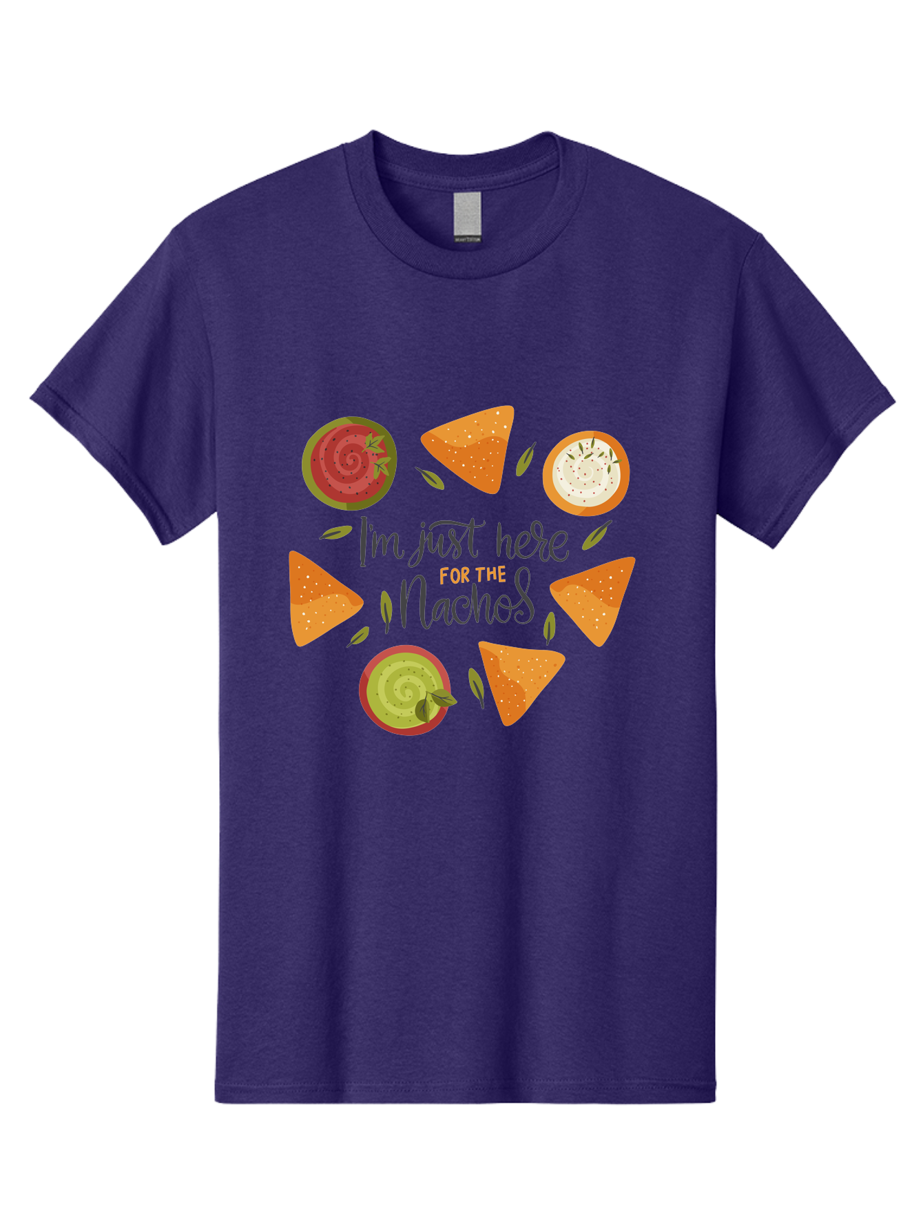 I-M-Just-Here-For-The-Nachos-1 Men'S Graphic Tee, 100% Cotton, Comfortable Casual Summer Wear, Machine Washable, Nachos, Dips, Salsa, Guacamole, Queso, Tortilla Chips, Snack Time, Mexican Food, Party Food, Nacho Cheese, Appetizer - Aaa262 27