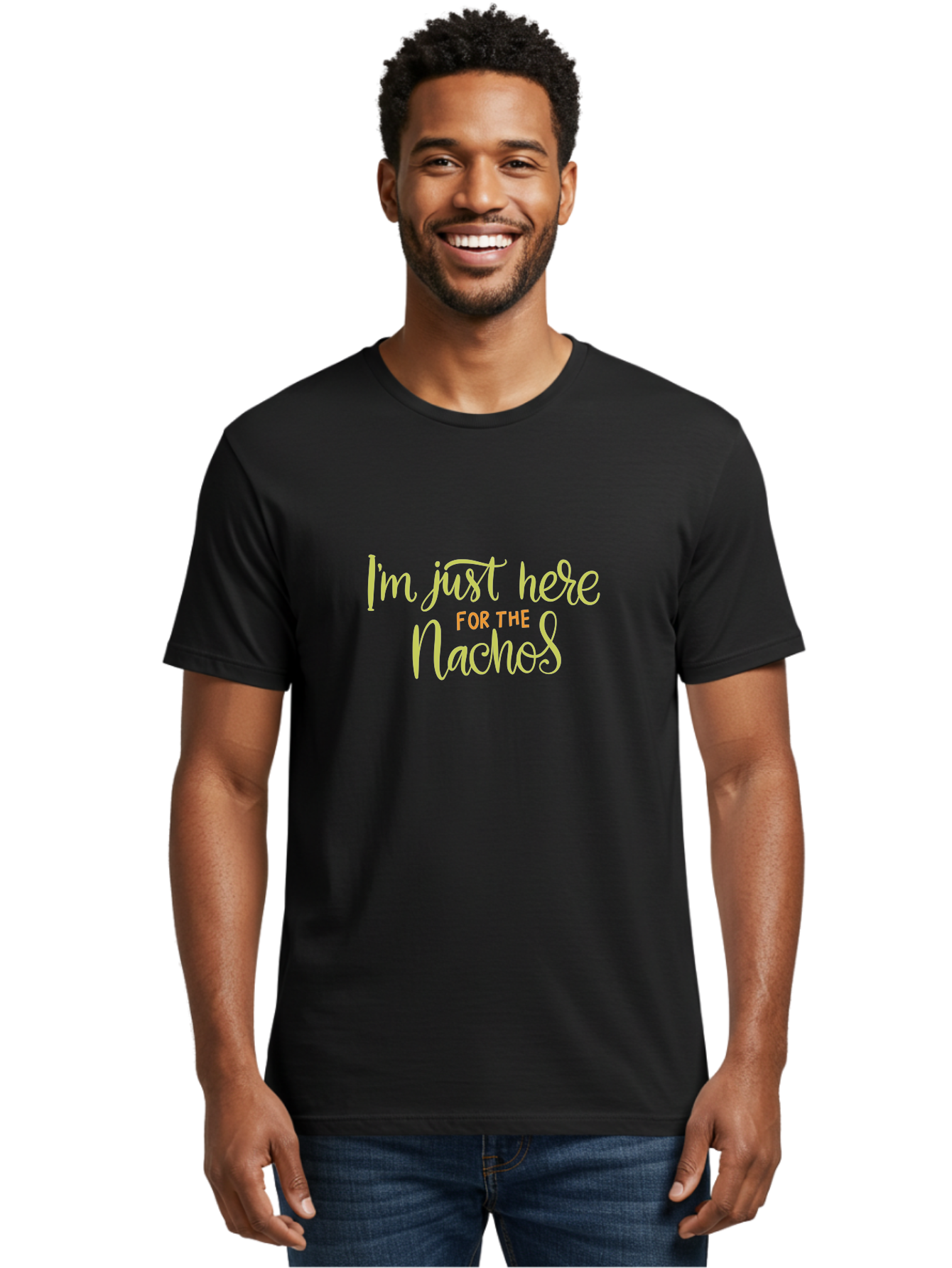 I-M-Just-Here-For-The-Nachos-2 Men'S Graphic Tee, 100% Cotton, Comfortable Casual Summer Wear, Machine Washable, Nachos, Funny Quote, Humorous Phrase, Foodie Humor, Comedic Saying, Cheesy Nachos, Snack Lovers, Amusing Text, Playful Phrase, - Aaa263 16
