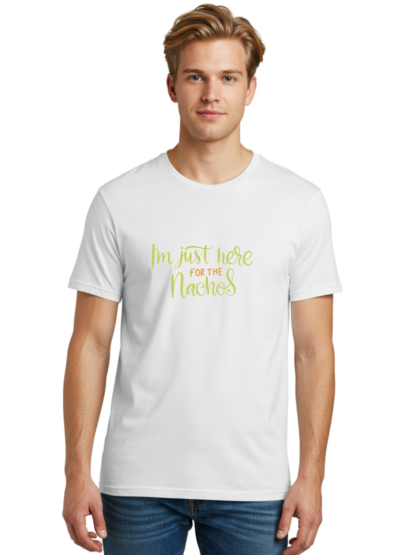 I-M-Just-Here-For-The-Nachos-2 Men'S Graphic Tee, 100% Cotton, Comfortable Casual Summer Wear, Machine Washable, Nachos, Funny Quote, Humorous Phrase, Foodie Humor, Comedic Saying, Cheesy Nachos, Snack Lovers, Amusing Text, Playful Phrase, - Aaa263 18