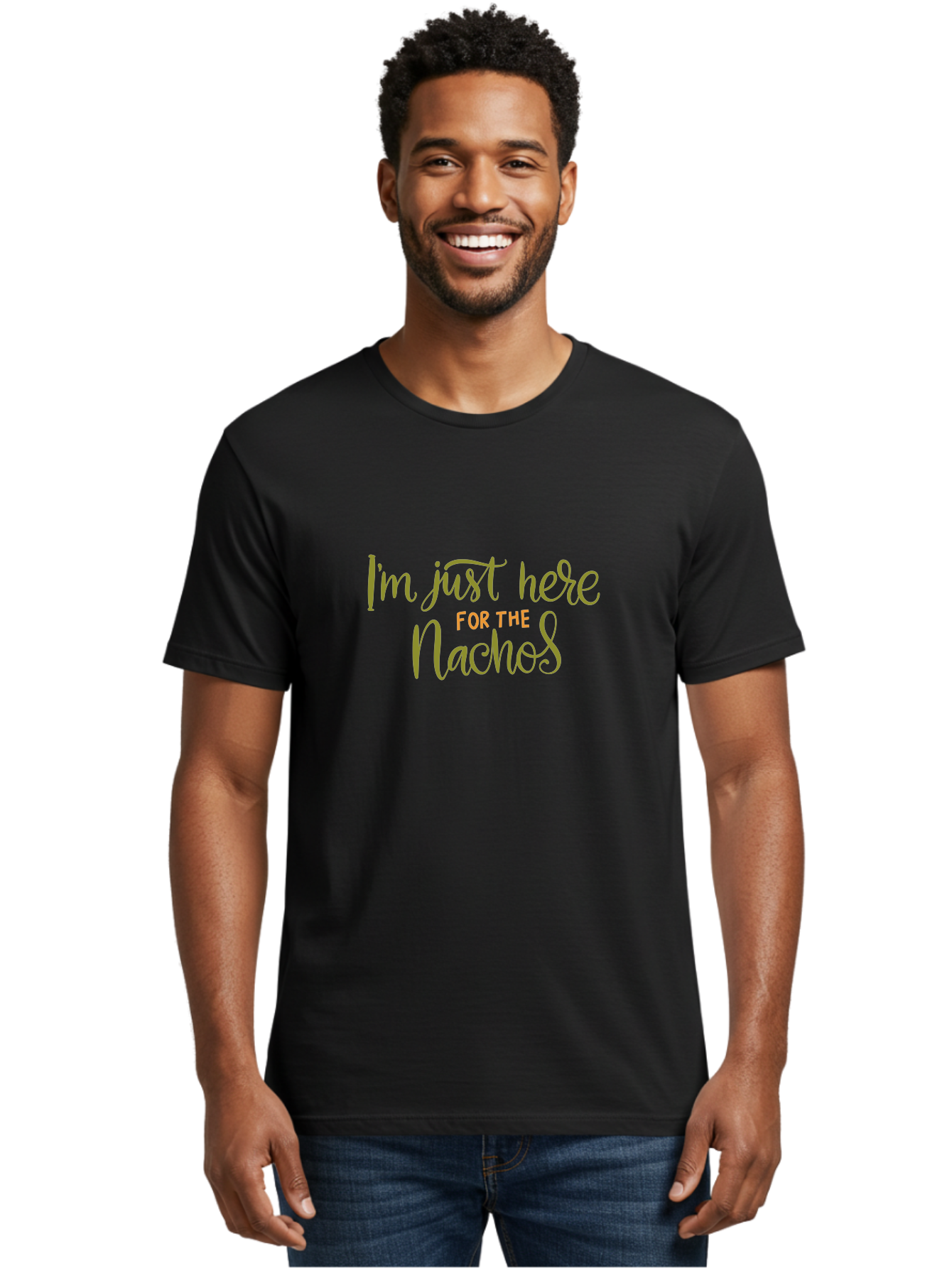 I-M-Just-Here-For-The-Nachos-3 Men'S Graphic Tee, 100% Cotton, Comfortable Casual Summer Wear, Machine Washable, Funny Quote, Humorous Saying, Nachos Love, Foodie Humor, Casual Phrase, Playful Text, Snack Time - Aaa264 6
