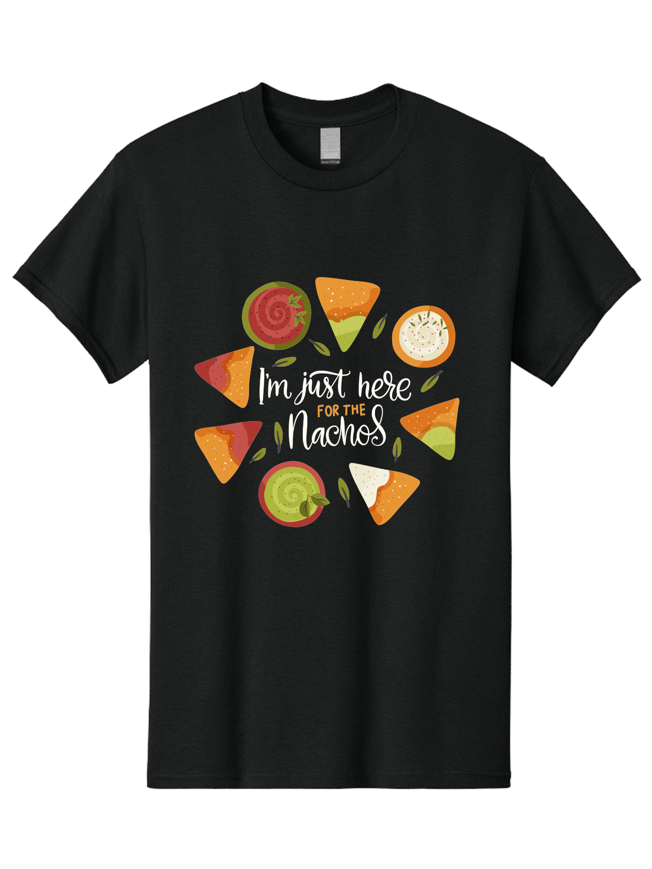 I-M-Just-Here-For-The-Nachos Men'S Graphic Tee, 100% Cotton, Comfortable Casual Summer Wear, Machine Washable, Nachos, Tortilla Chips, Dips, Salsa, Guacamole, Mexican Food, Snack Time, Party Food, Appetizer, Finger Food, Delicious - Aaa265 9