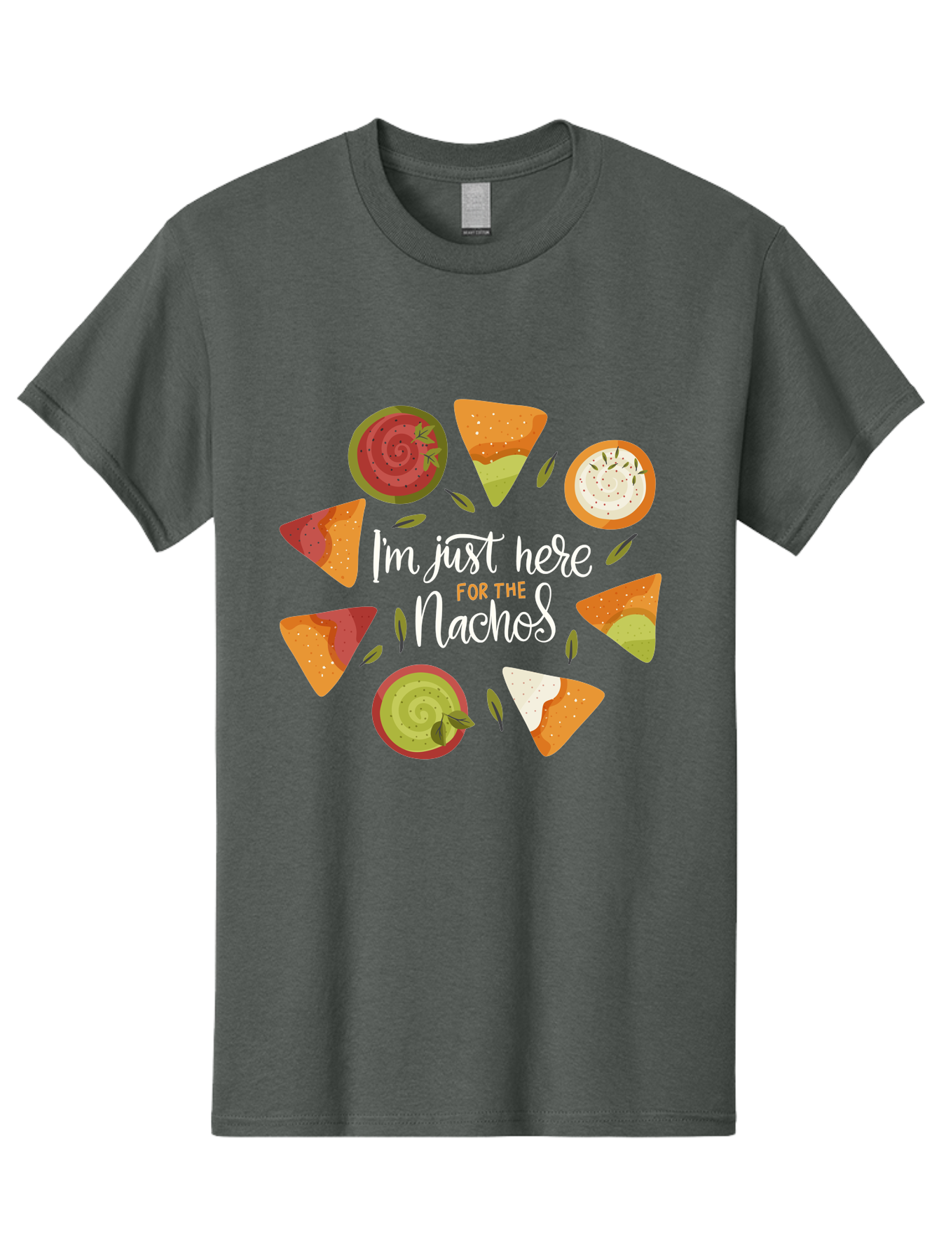 I-M-Just-Here-For-The-Nachos Men'S Graphic Tee, 100% Cotton, Comfortable Casual Summer Wear, Machine Washable, Nachos, Tortilla Chips, Dips, Salsa, Guacamole, Mexican Food, Snack Time, Party Food, Appetizer, Finger Food, Delicious - Aaa265 19