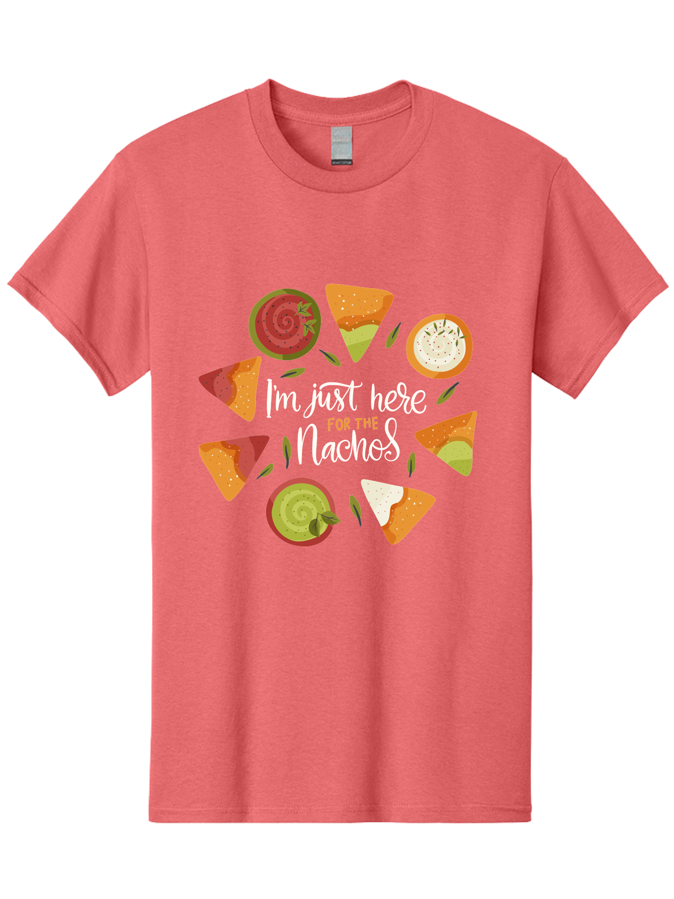 I-M-Just-Here-For-The-Nachos Men'S Graphic Tee, 100% Cotton, Comfortable Casual Summer Wear, Machine Washable, Nachos, Tortilla Chips, Dips, Salsa, Guacamole, Mexican Food, Snack Time, Party Food, Appetizer, Finger Food, Delicious - Aaa265 15