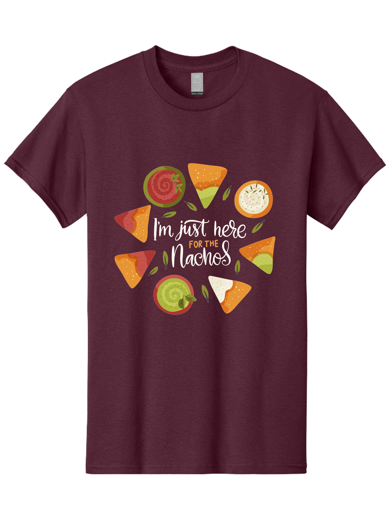 I-M-Just-Here-For-The-Nachos Men'S Graphic Tee, 100% Cotton, Comfortable Casual Summer Wear, Machine Washable, Nachos, Tortilla Chips, Dips, Salsa, Guacamole, Mexican Food, Snack Time, Party Food, Appetizer, Finger Food, Delicious - Aaa265 27