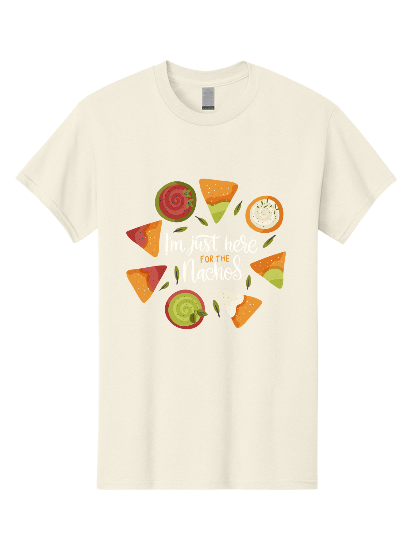 I-M-Just-Here-For-The-Nachos Men'S Graphic Tee, 100% Cotton, Comfortable Casual Summer Wear, Machine Washable, Nachos, Tortilla Chips, Dips, Salsa, Guacamole, Mexican Food, Snack Time, Party Food, Appetizer, Finger Food, Delicious - Aaa265 7