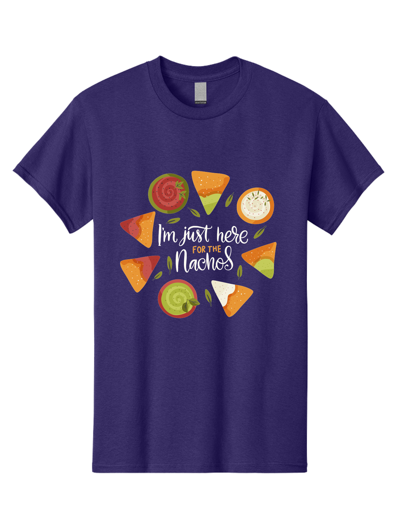 I-M-Just-Here-For-The-Nachos Men'S Graphic Tee, 100% Cotton, Comfortable Casual Summer Wear, Machine Washable, Nachos, Tortilla Chips, Dips, Salsa, Guacamole, Mexican Food, Snack Time, Party Food, Appetizer, Finger Food, Delicious - Aaa265 3