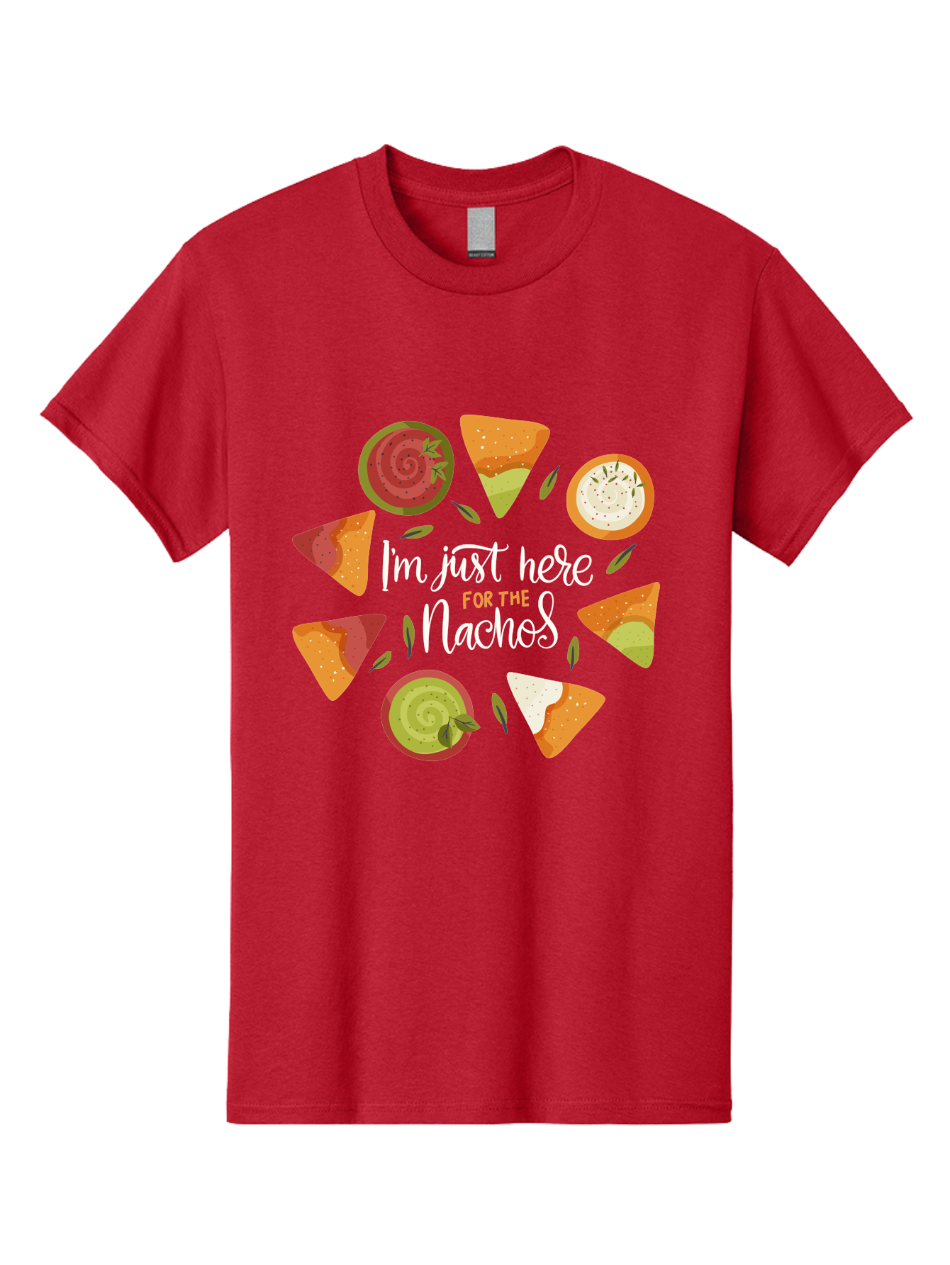 I-M-Just-Here-For-The-Nachos Men'S Graphic Tee, 100% Cotton, Comfortable Casual Summer Wear, Machine Washable, Nachos, Tortilla Chips, Dips, Salsa, Guacamole, Mexican Food, Snack Time, Party Food, Appetizer, Finger Food, Delicious - Aaa265 11