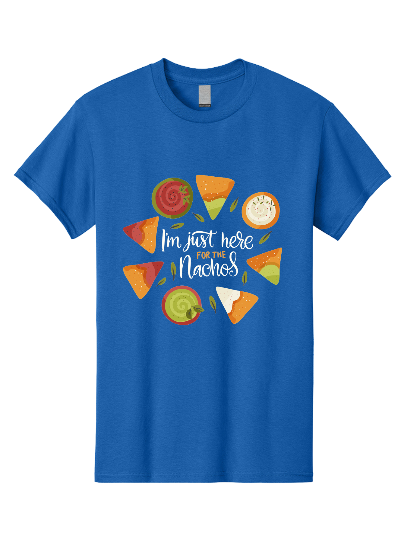 I-M-Just-Here-For-The-Nachos Men'S Graphic Tee, 100% Cotton, Comfortable Casual Summer Wear, Machine Washable, Nachos, Tortilla Chips, Dips, Salsa, Guacamole, Mexican Food, Snack Time, Party Food, Appetizer, Finger Food, Delicious - Aaa265 5