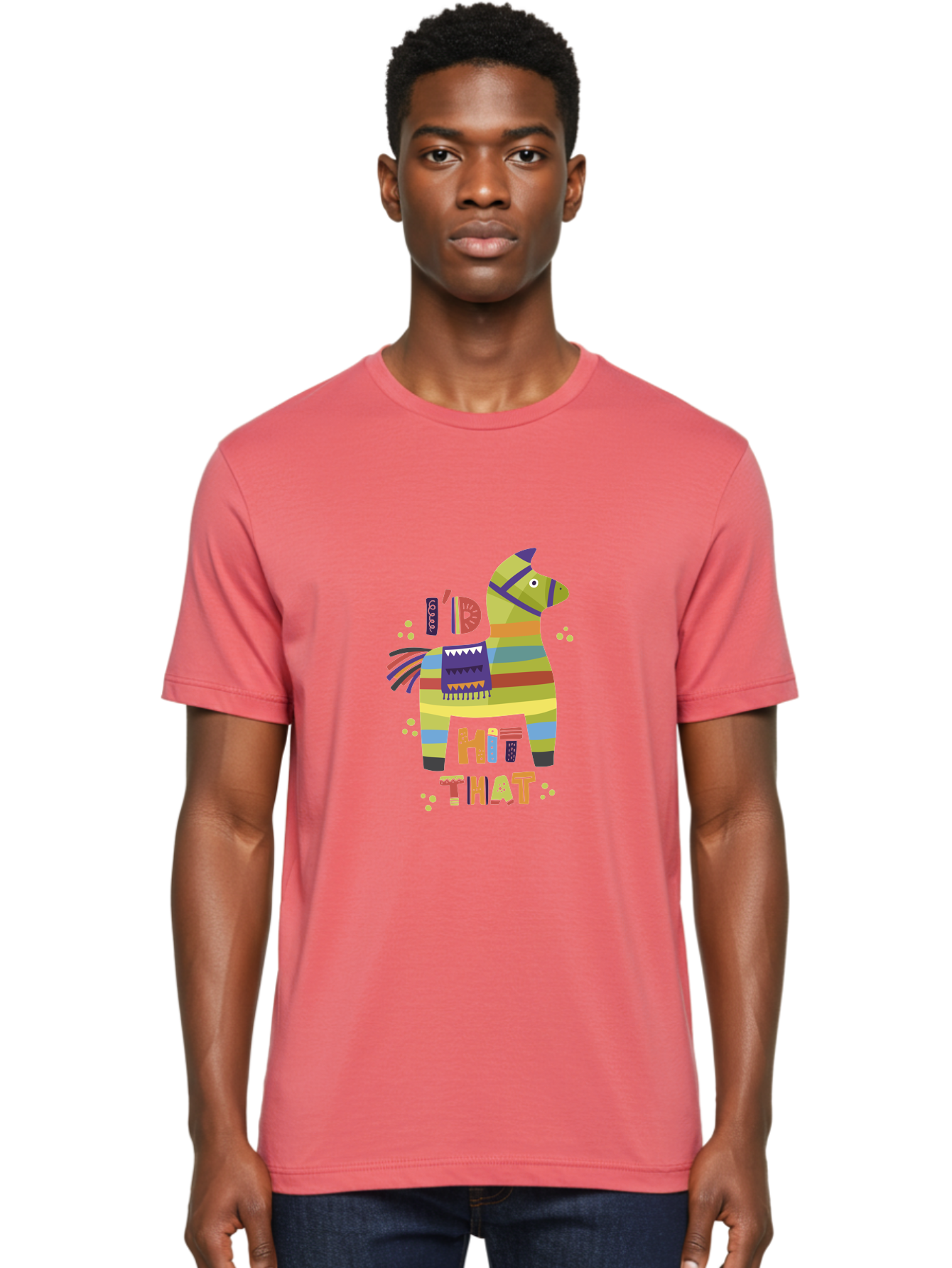 Kick-It Men'S Graphic Tee, 100% Cotton, Comfortable Casual Summer Wear, Machine Washable, Colorful Pinata, Festive Decorations, Party Theme, Vibrant Colors, Celebratory Atmosphere, Fun, Playful, Kick That Pinata - Aaa268 24