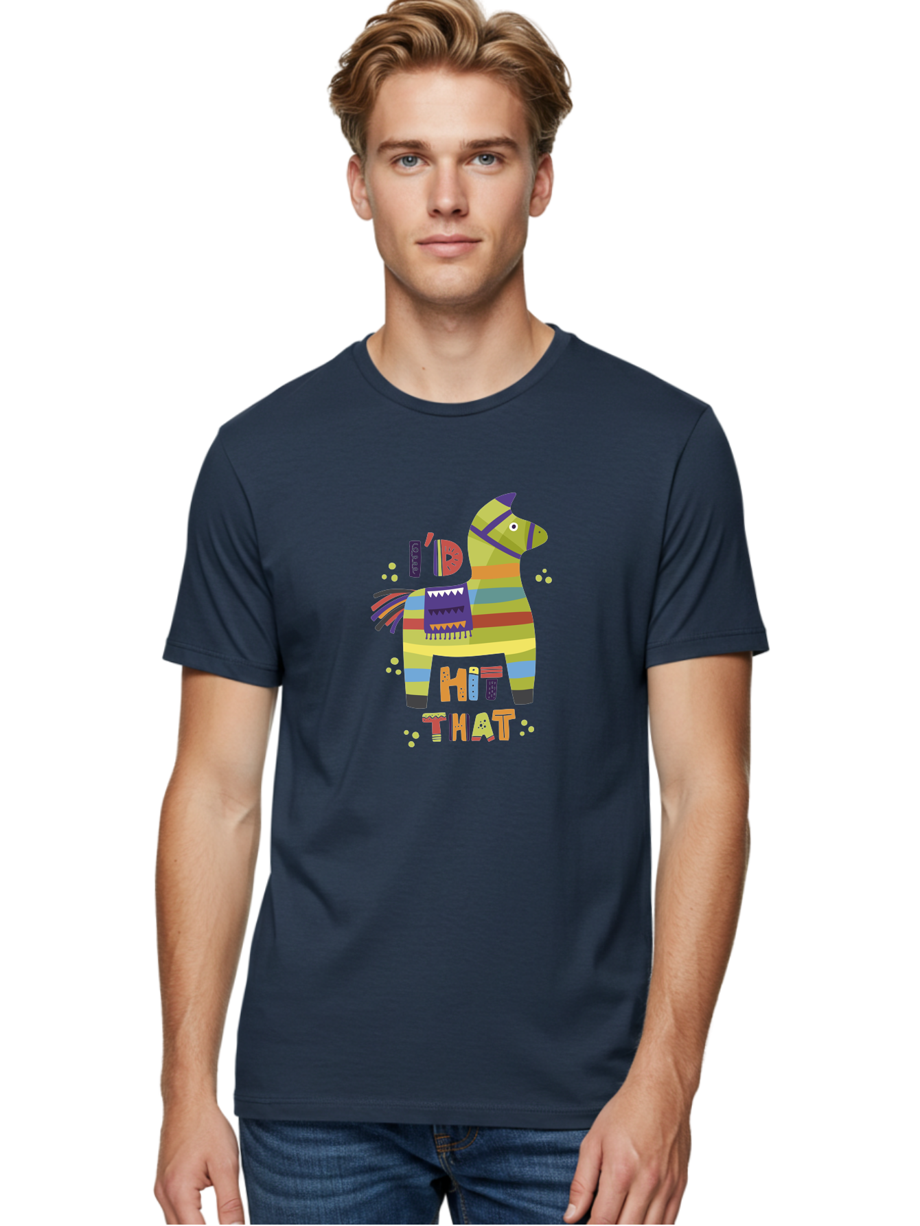 Kick-It Men'S Graphic Tee, 100% Cotton, Comfortable Casual Summer Wear, Machine Washable, Colorful Pinata, Festive Decorations, Party Theme, Vibrant Colors, Celebratory Atmosphere, Fun, Playful, Kick That Pinata - Aaa268 10